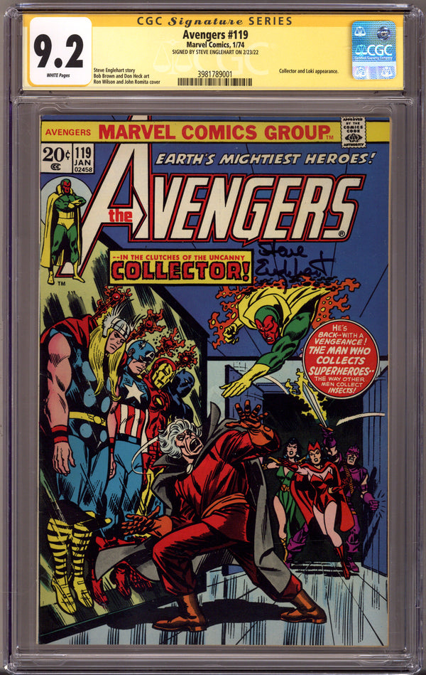The Avengers Vol 1 119 CGC 9.2 (NM-) (1974) Signed x1 Cover Steve Englehart