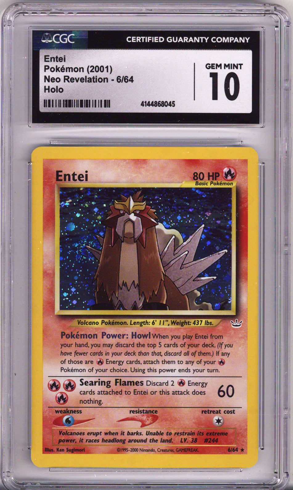 Pokemon Neo Revelation Entei CGC Gem Mint 10 (2001)