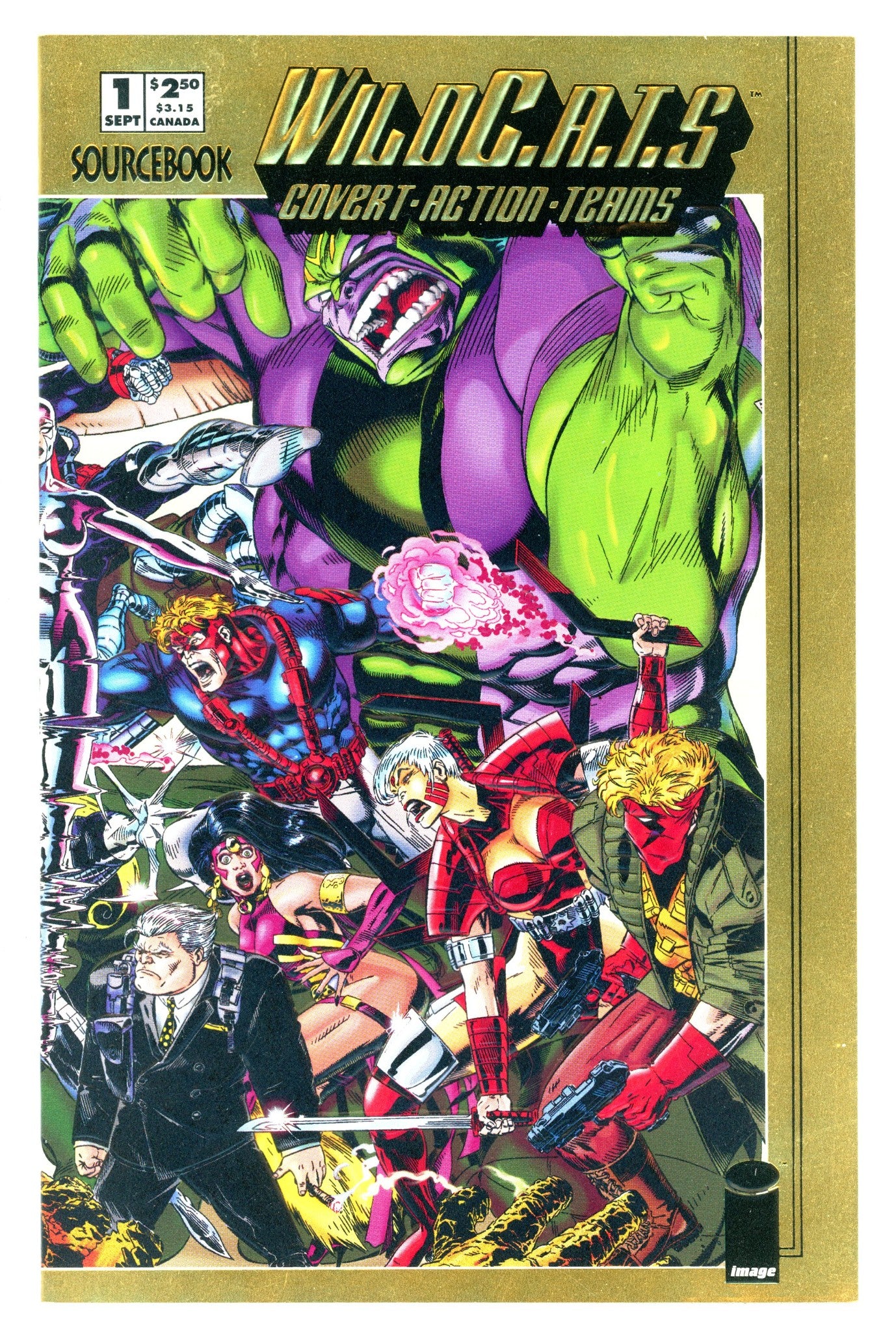 WildC.A.T.S Sourcebook 1 Gold Foil Variant FN (1993)
