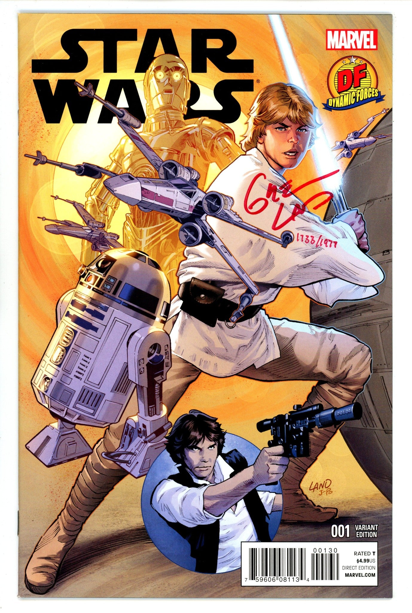 Star Wars Vol 2 1 NM- (9.2) (2015) Land Dynamic Forces Variant Signed x1 Cover Greg Land 