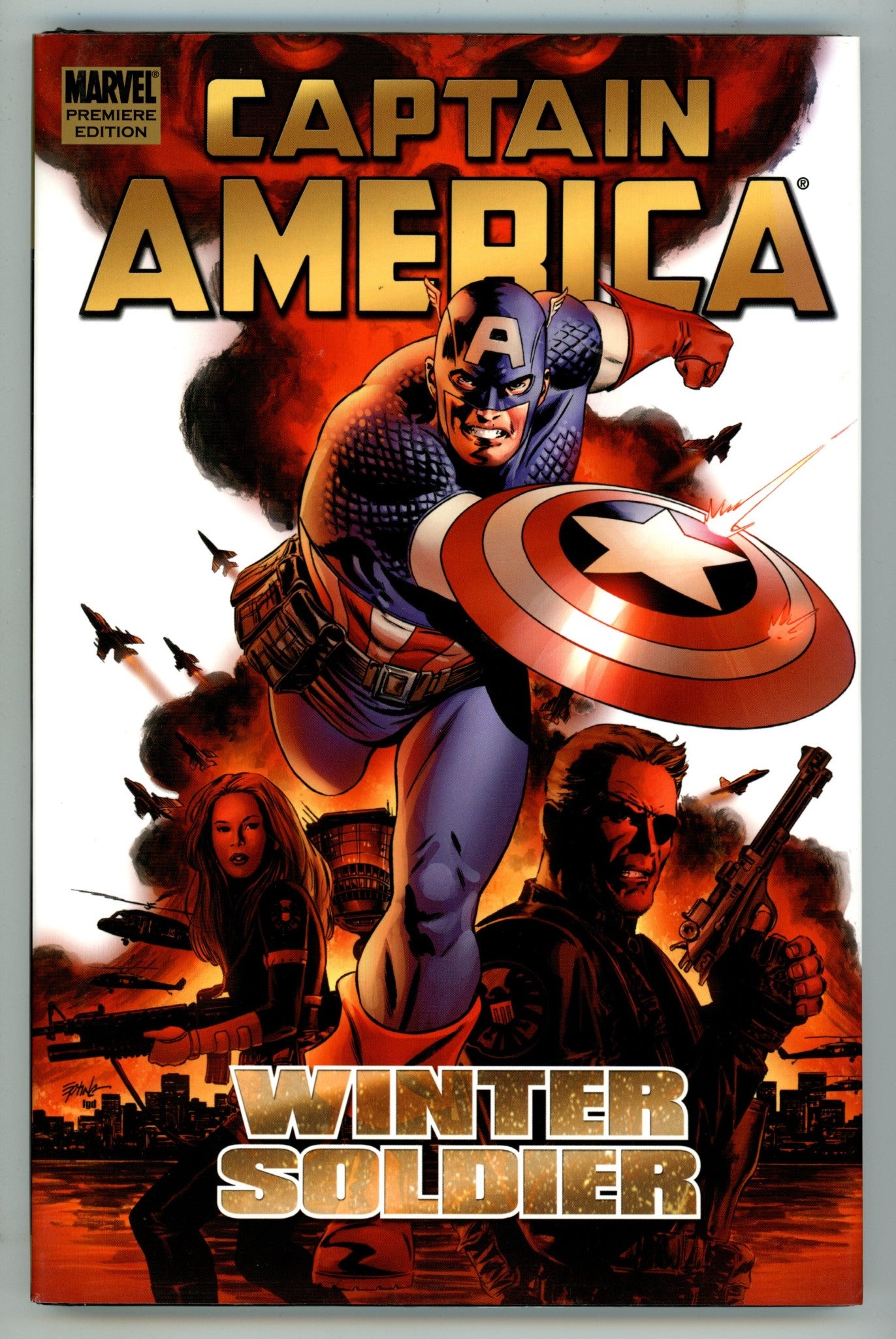 Captain America: Winter Soldier HC Vol 1 Mid Grade (2005) Signed x4 1st Page Epting, Brubaker, Perkins & Lark 