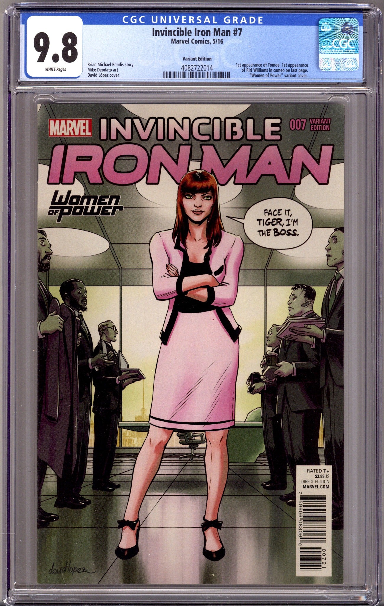 Invincible Iron Man Vol 2 7 CGC 9.8 (NM/M) (2016) Lopez Variant 