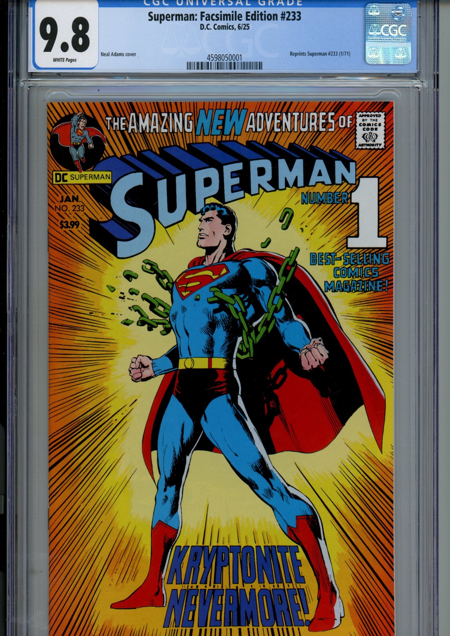 Superman Vol 1 233 CGC 9.8 (NM/M) Facsimile (2025) 