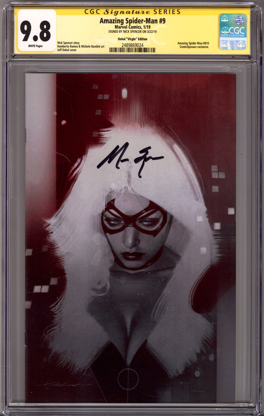 Amazing Spider-Man Vol 5 9 (810) CGC 9.8 (NM/M) (2020) Dekal Virgin Exclusive Variant Signed x1 Cover Nick Spencer 