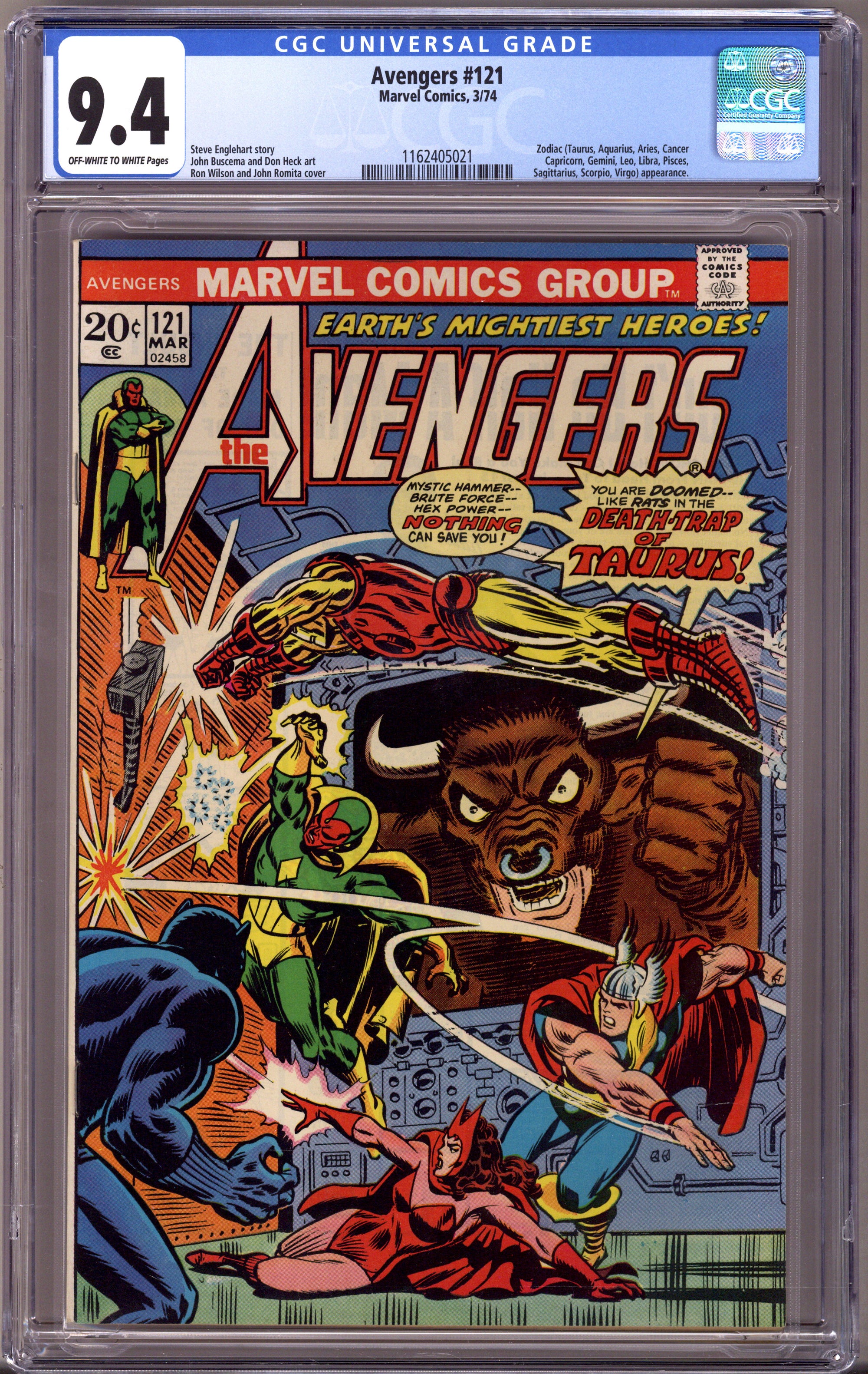 The Avengers Vol 1 121 CGC 9.4 (NM) (1974) 