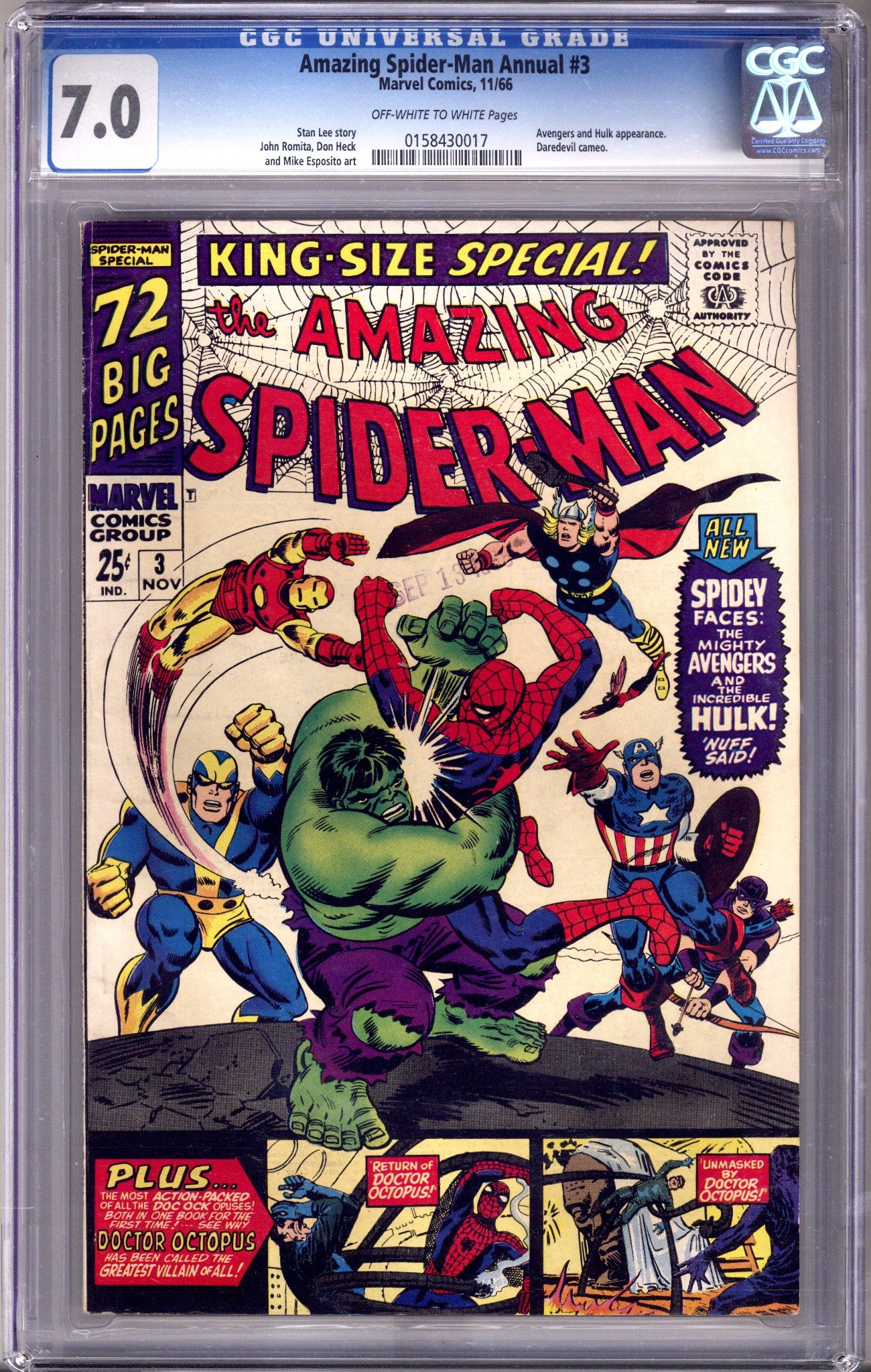 The Amazing Spider-Man Annual Vol 1 3 CGC 7.0 (FN/VF) (1966) 