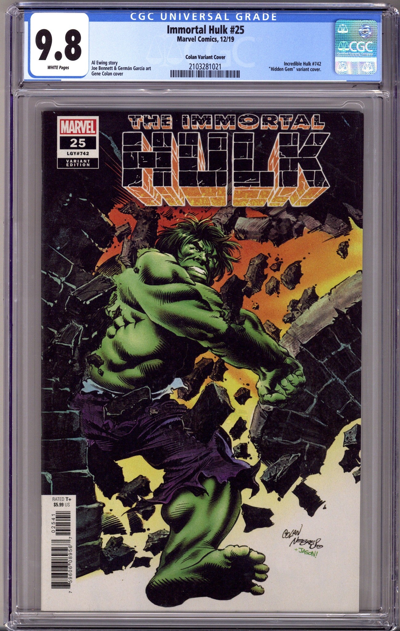 Immortal Hulk 25 Colan Incentive Variant CGC 9.8 (2019)