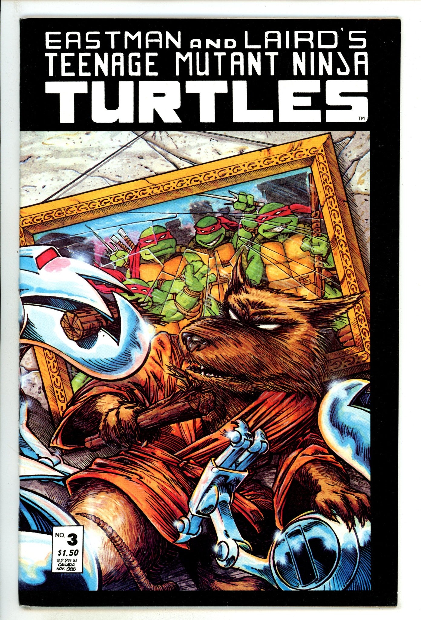 Teenage Mutant Ninja Turtles Vol 1 3 VF (8.0) (1988) 2nd Print 