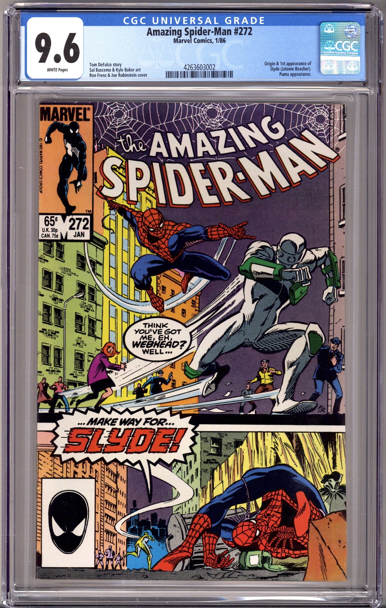 The Amazing Spider-Man Vol 1 272 CGC 9.6 (NM+) (1986) 