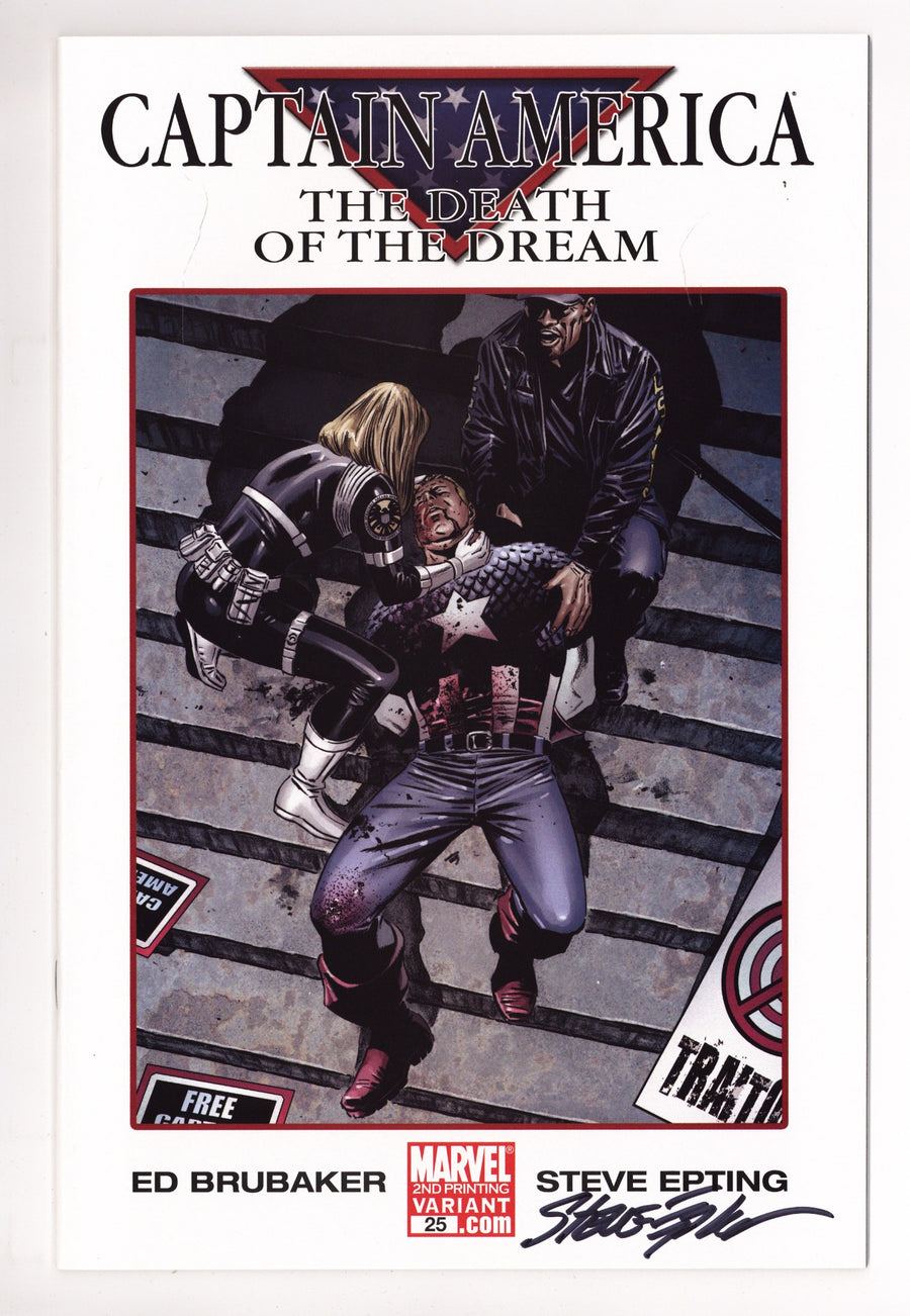 Captain America Vol 5 25 VF/NM (9.0) (2007) 2nd Print Signed x1 Cover Steve Epting 