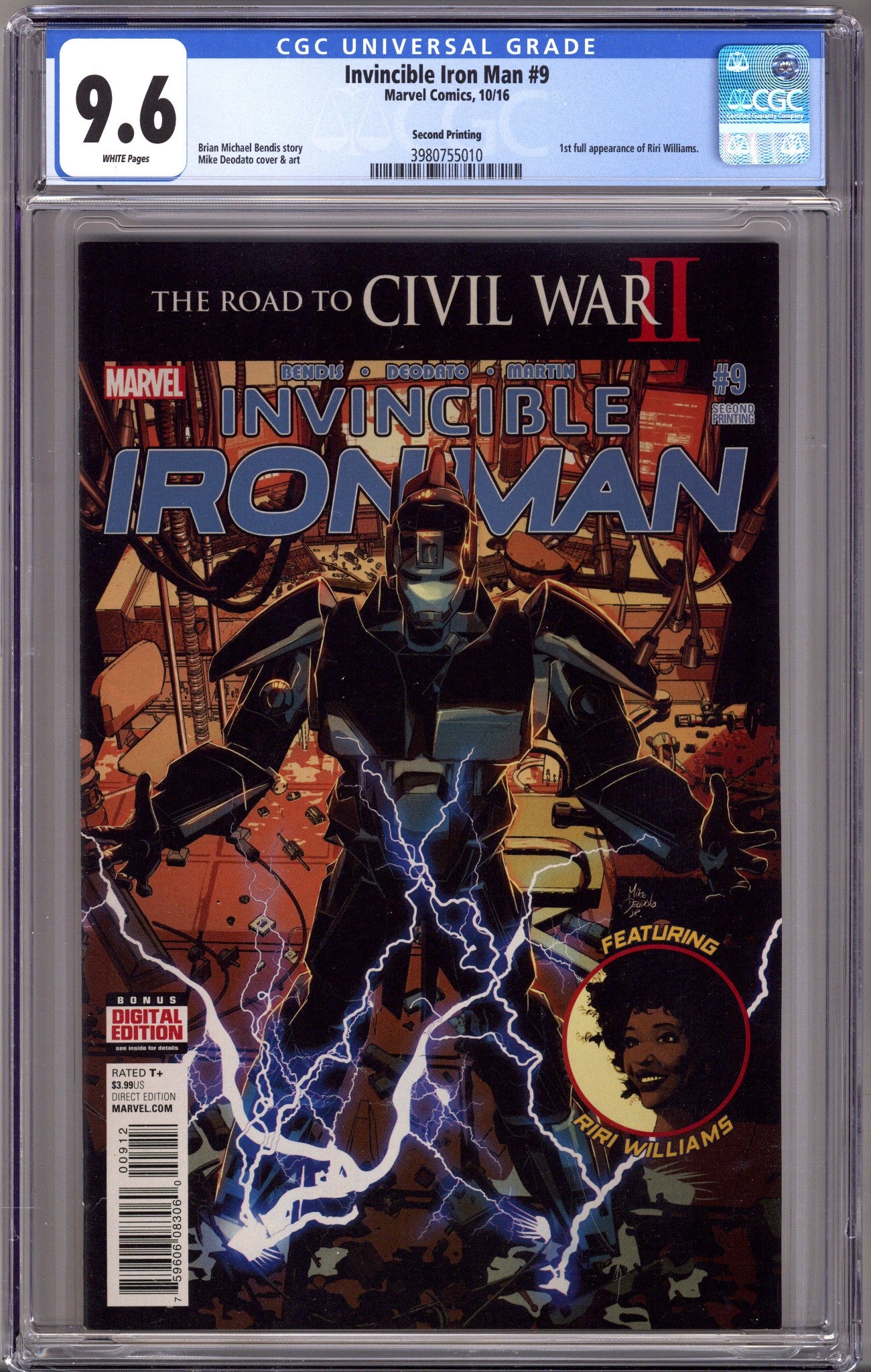 Invincible Iron Man Vol 2 9 CGC 9.6 (NM+) (2016) 2nd Print 