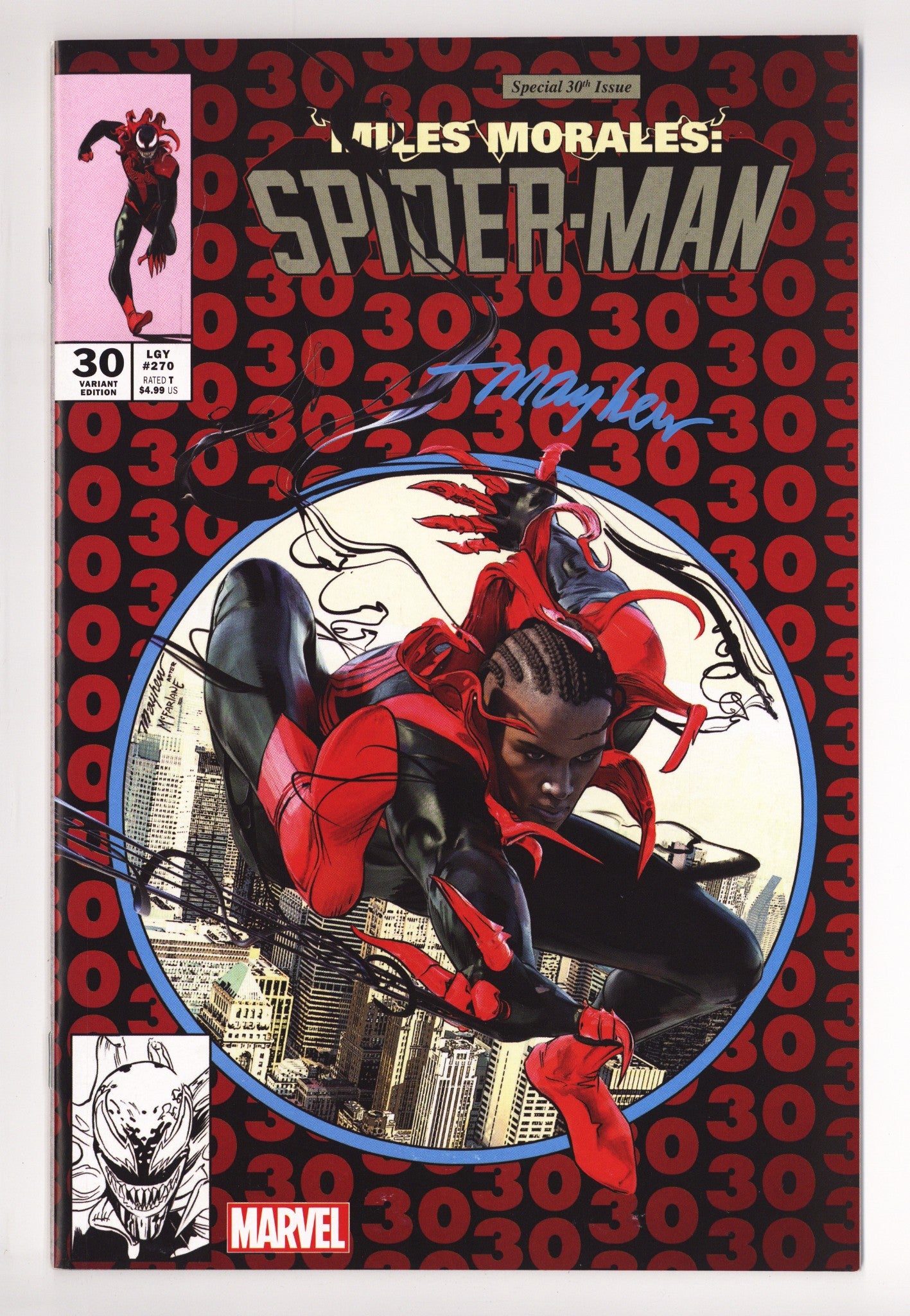 Miles Morales: Spider-Man Vol 1 30 (270) NM- (9.2) (2021) Mayhew Homage Exclusive Variant Signed x1 Cover Mike Mayhew 