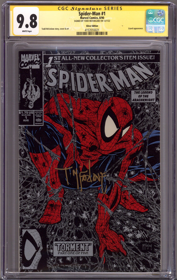 Spider-Man Vol 1 1 CGC 9.8 (NM/M) (1990) Silver Variant Signed x1 Cover Todd McFarlane