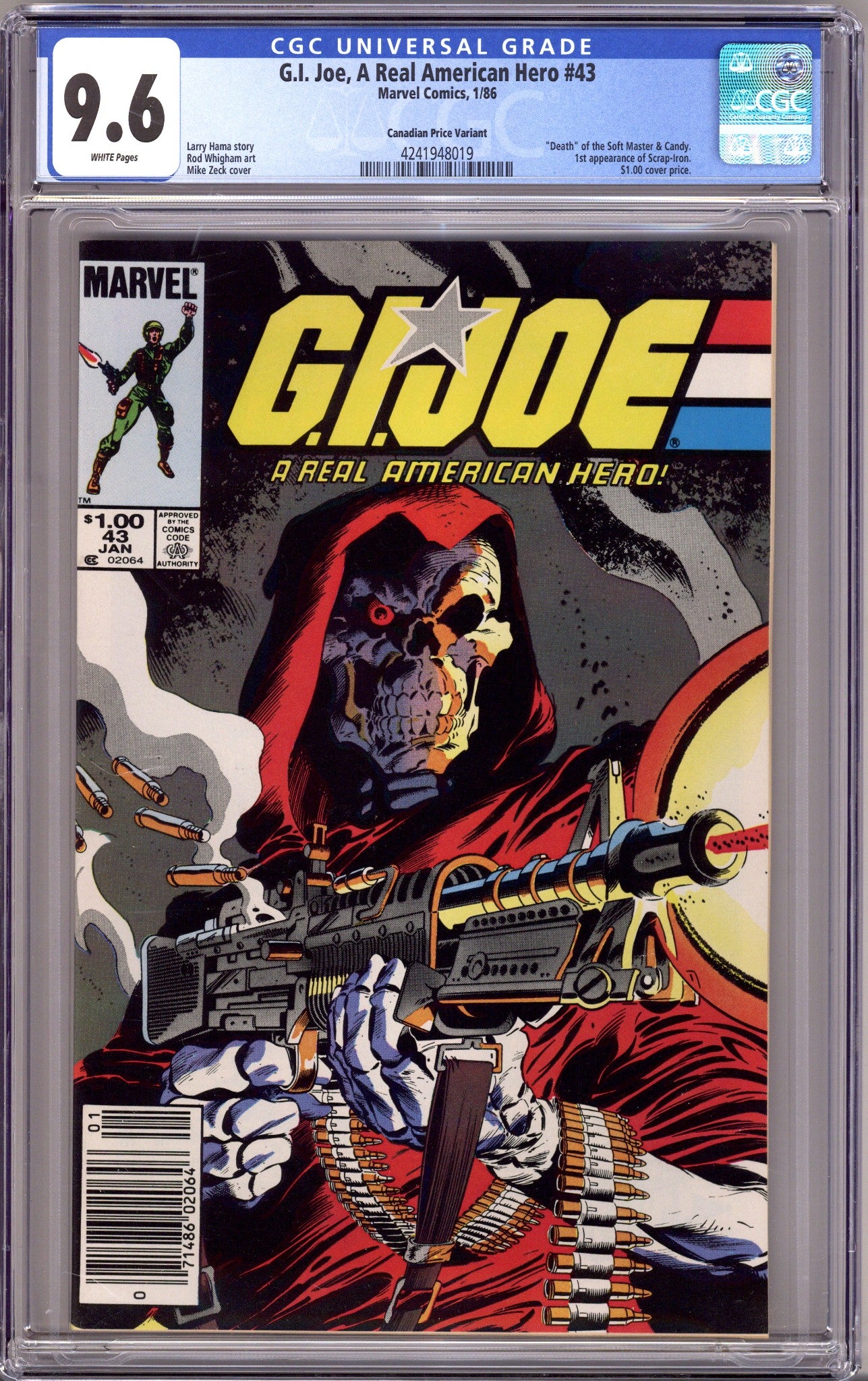 G.I. Joe, A Real American Hero 43 CGC 9.6 (NM+) (1986) Canadian Price Variant 