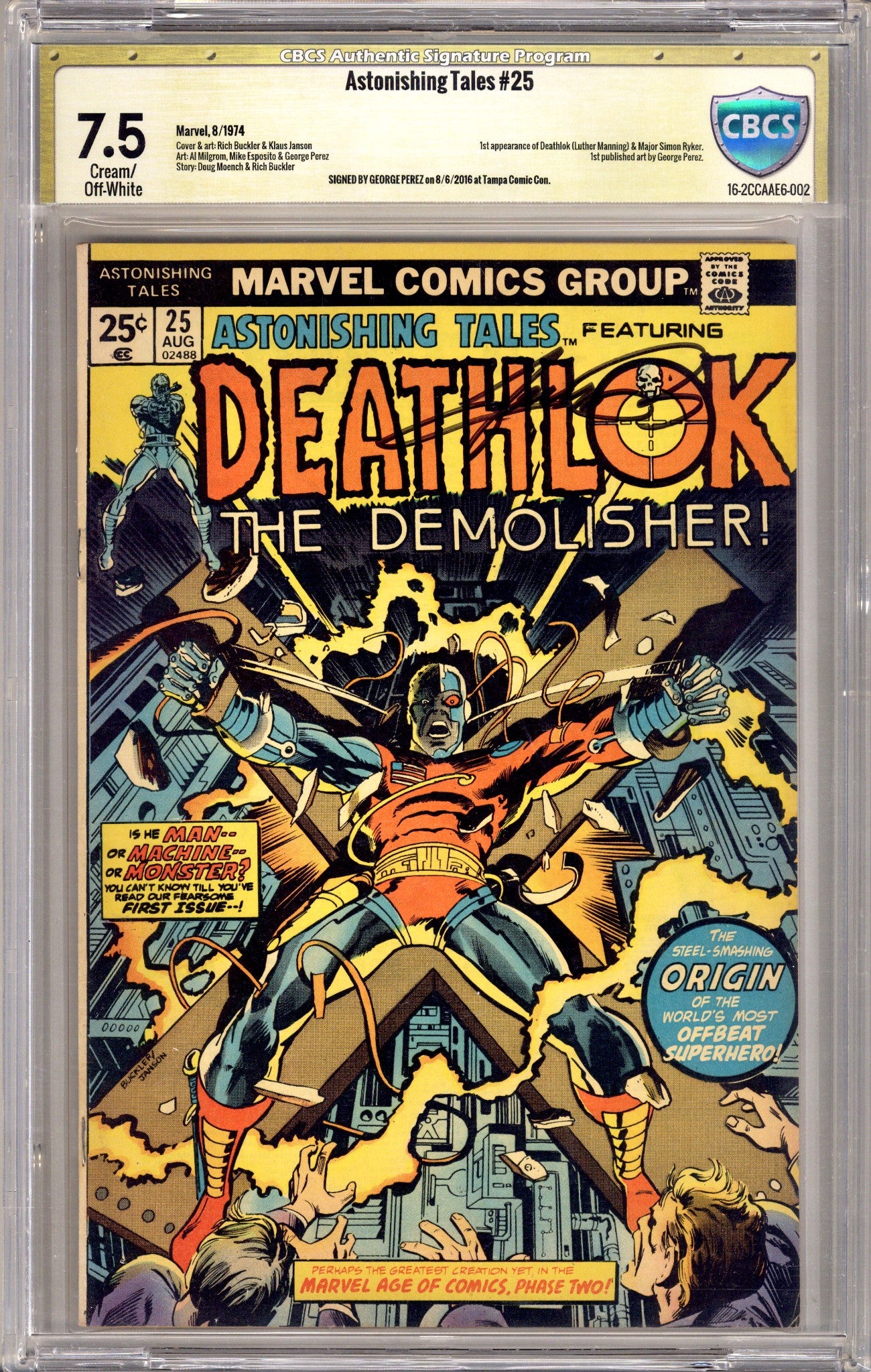 Astonishing Tales Vol 1 25 CBCS 7.5 (VF-) (1974) Signed x1 Cover George Perez 