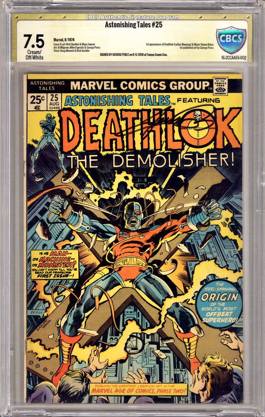 Astonishing Tales Vol 1 25 CBCS 7.5 (VF-) (1974) Signed x1 Cover George Perez 