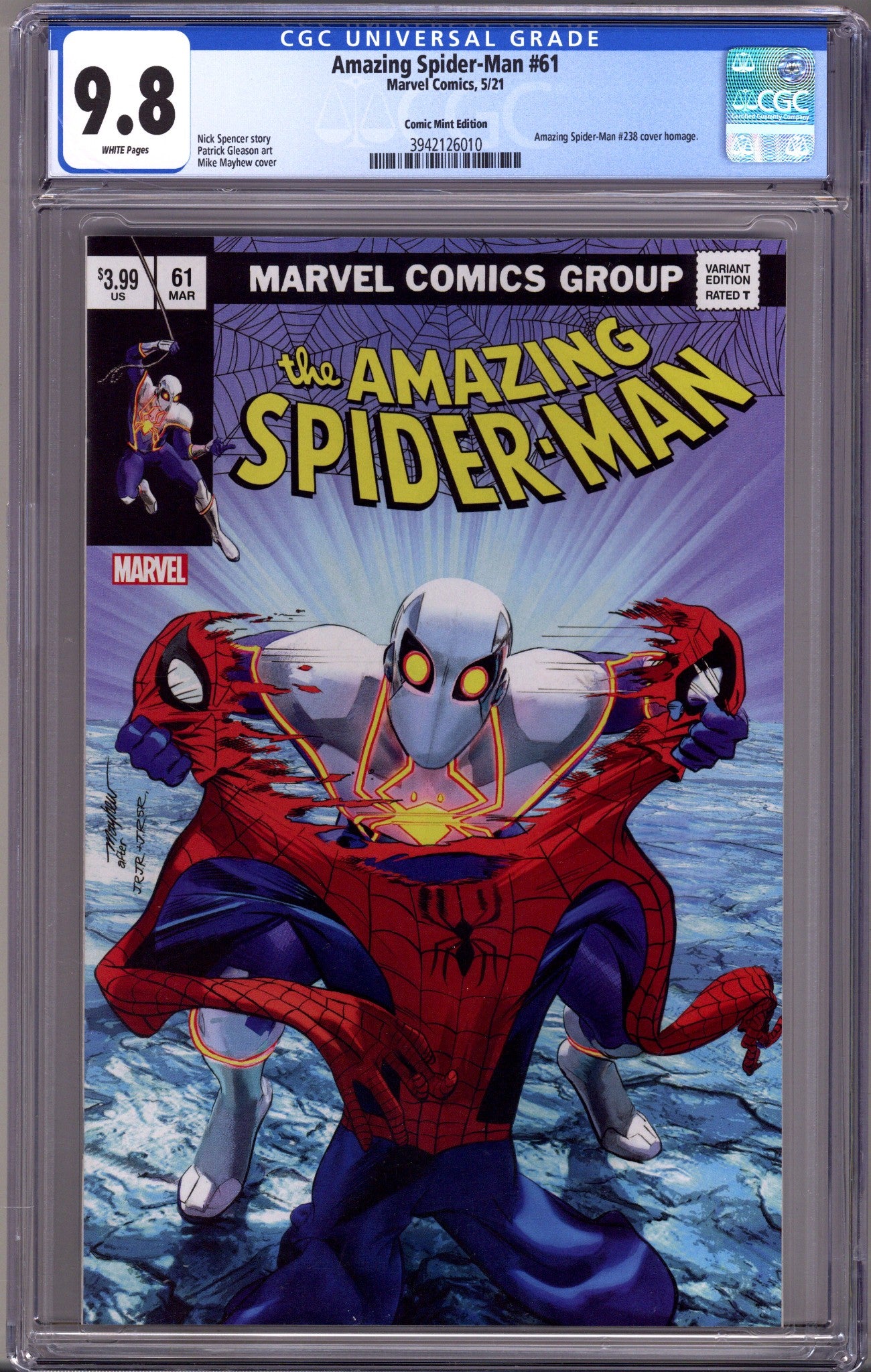 Amazing Spider-Man Vol 5 61 (862) CGC 9.8 (NM/M) (2021) Mayhew Homage Exclusive Variant 