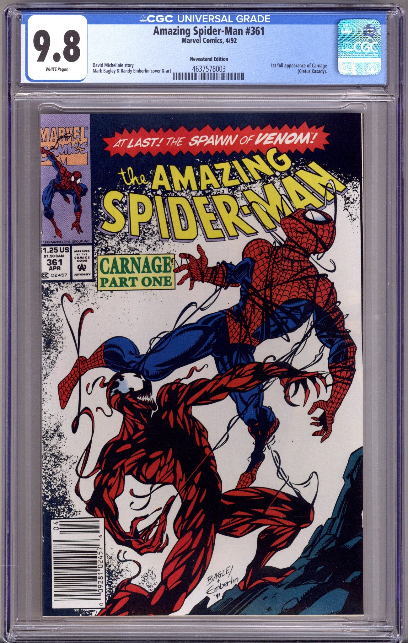 The Amazing Spider-Man Vol 1 361 CGC 9.8 (NM/M) (1992) Newsstand 