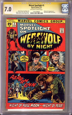 Marvel Spotlight Vol 1 2 CGC 7.0 (FN/VF) (1972) Signed x2 Cover Stan Lee & Neal Adams