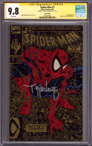 Spider-Man Vol 1 1 CGC 9.8 (NM/M) Gold 2nd Print (1990) Signed (Silver) x1 Cover Todd McFarlane