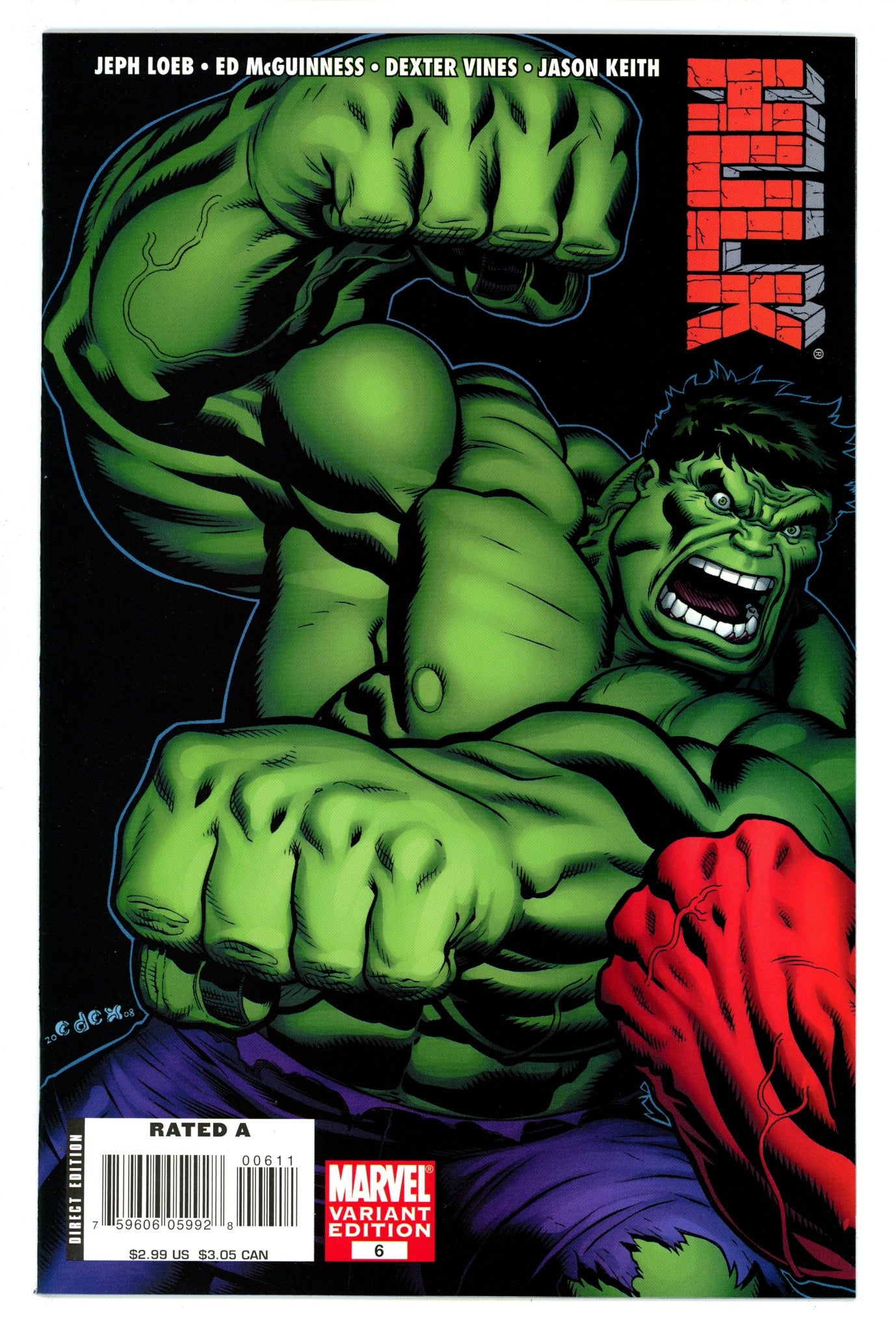 Hulk Vol 1 6 NM- (9.2) (2008) McGuinness Variant 