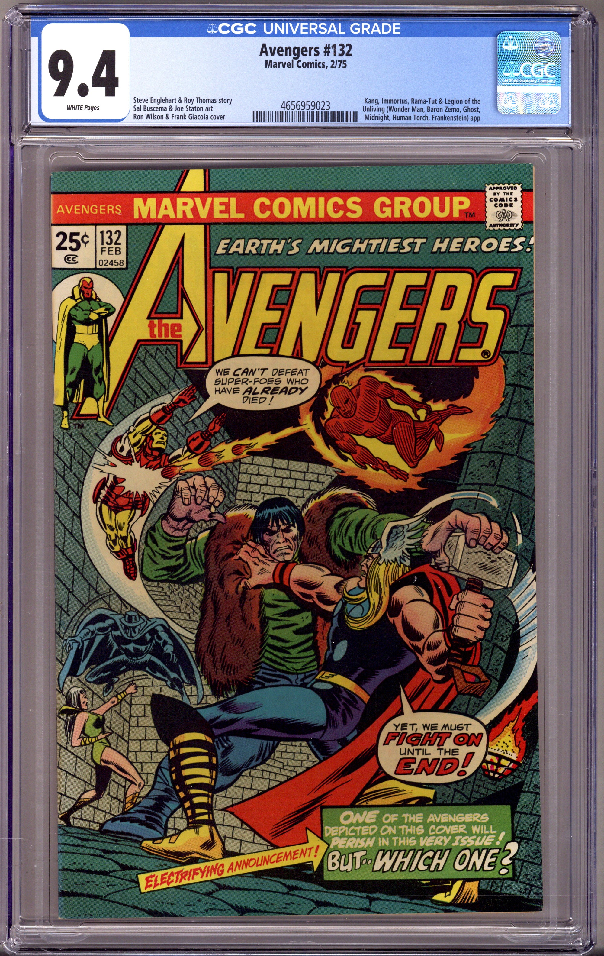 The Avengers Vol 1 132 CGC 9.4 (NM) (1975) 