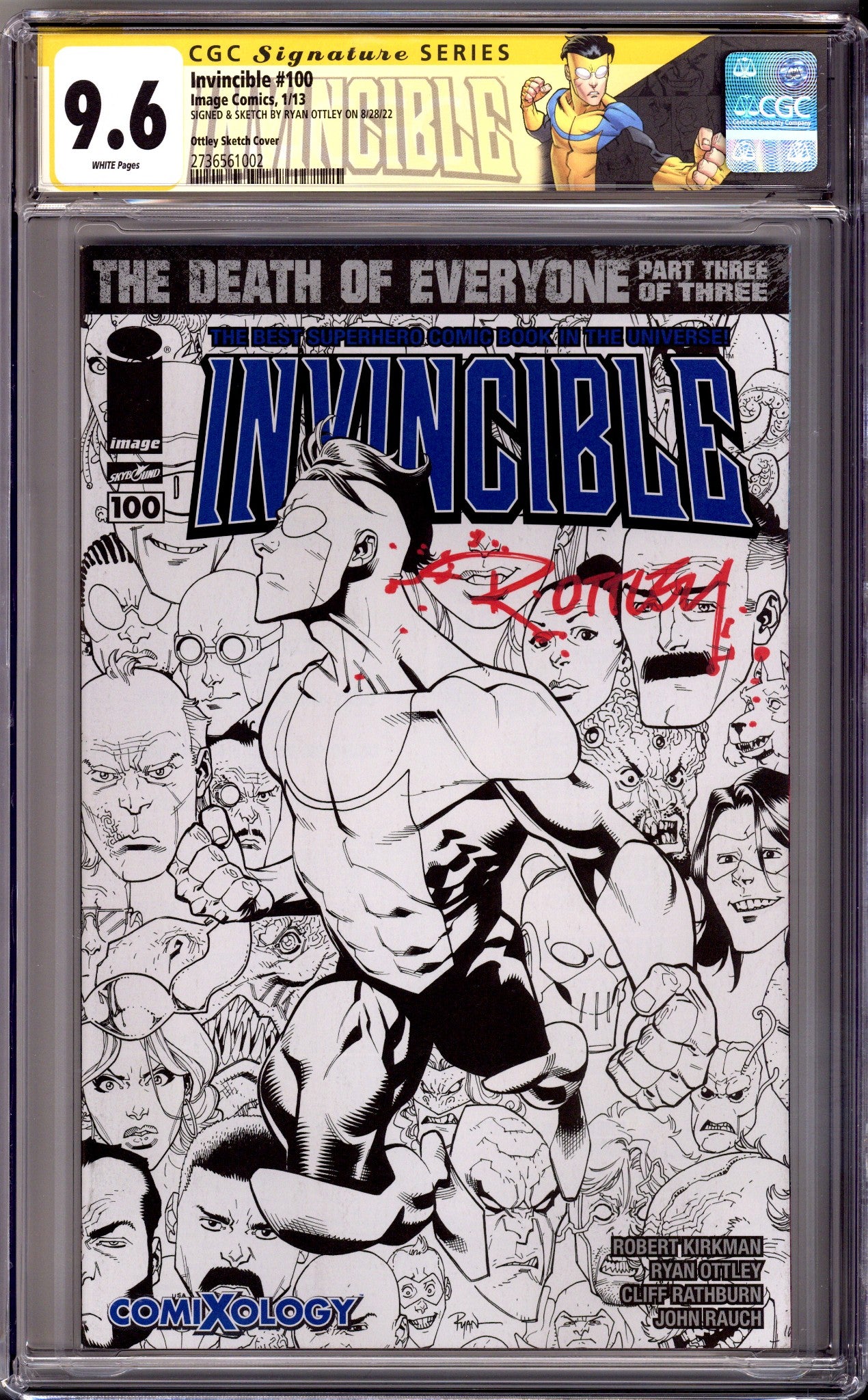 Invincible 100 CGC 9.6 (NM+) (2013) Ottley Sketch Exclusive Variant Signed x1 Cover Ryan Ottley 