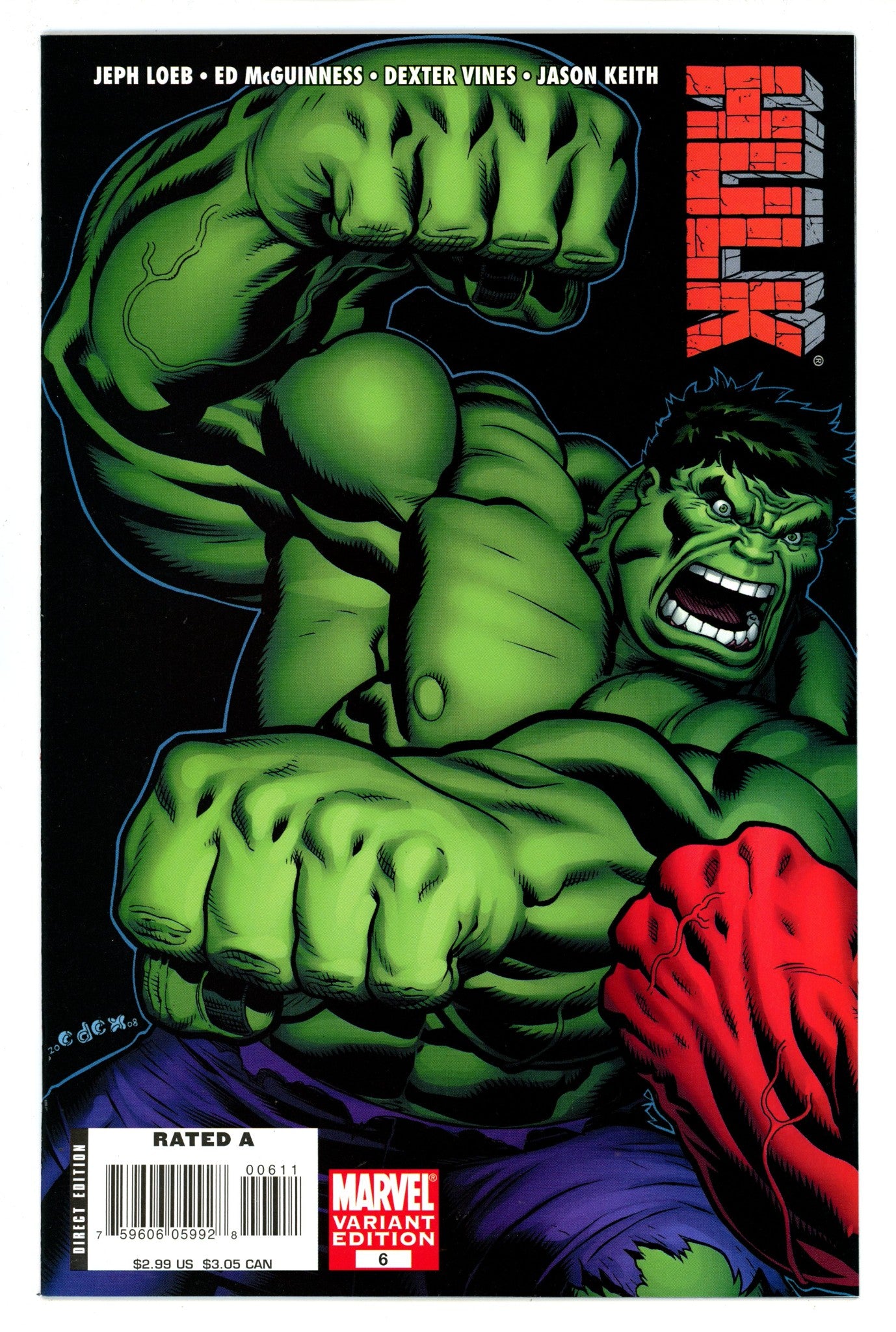 Hulk Vol 1 6 NM (9.4) (2008) McGuinness Variant 