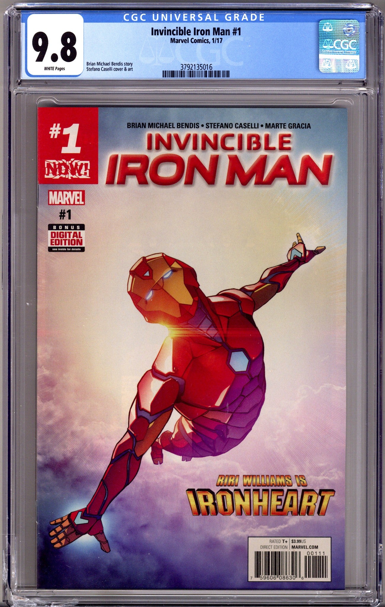Invincible Iron Man Vol 3 1 CGC 9.8 (NM/M) Cracked Case (2017) 