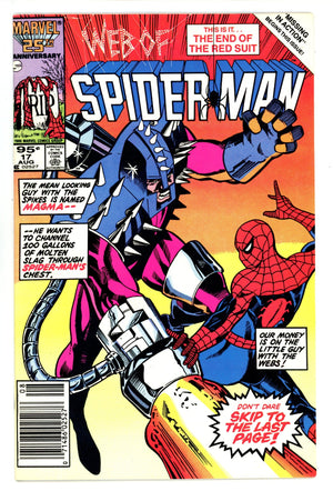 Web of Spider-Man Vol 1 17  High Grade   (1986)   Canadian Price Variant