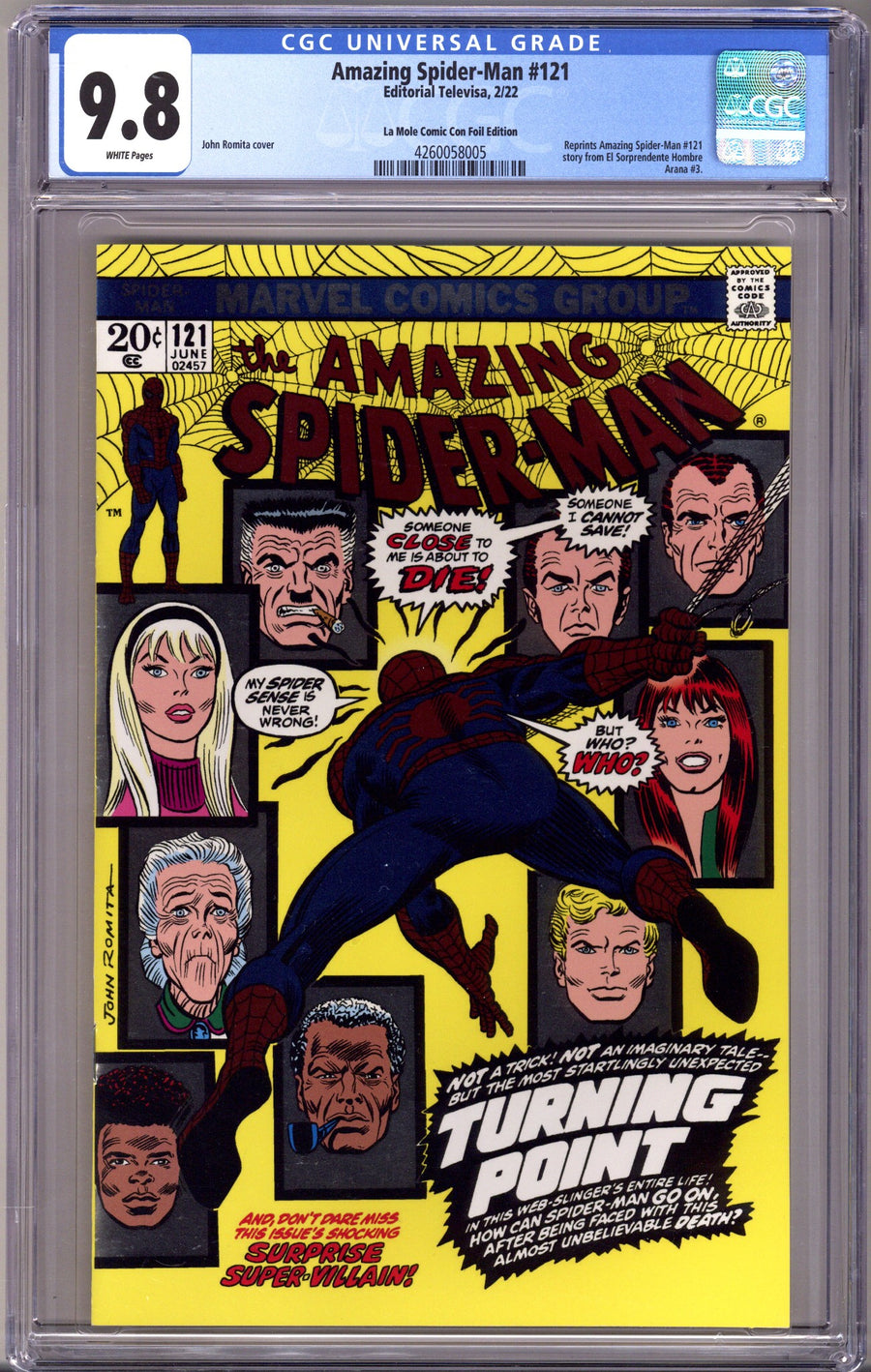 Amazing Spider-Man 121 CGC 9.8 (NM/M) (2022) Foil La Mole Comic Con Exclusive Variant 