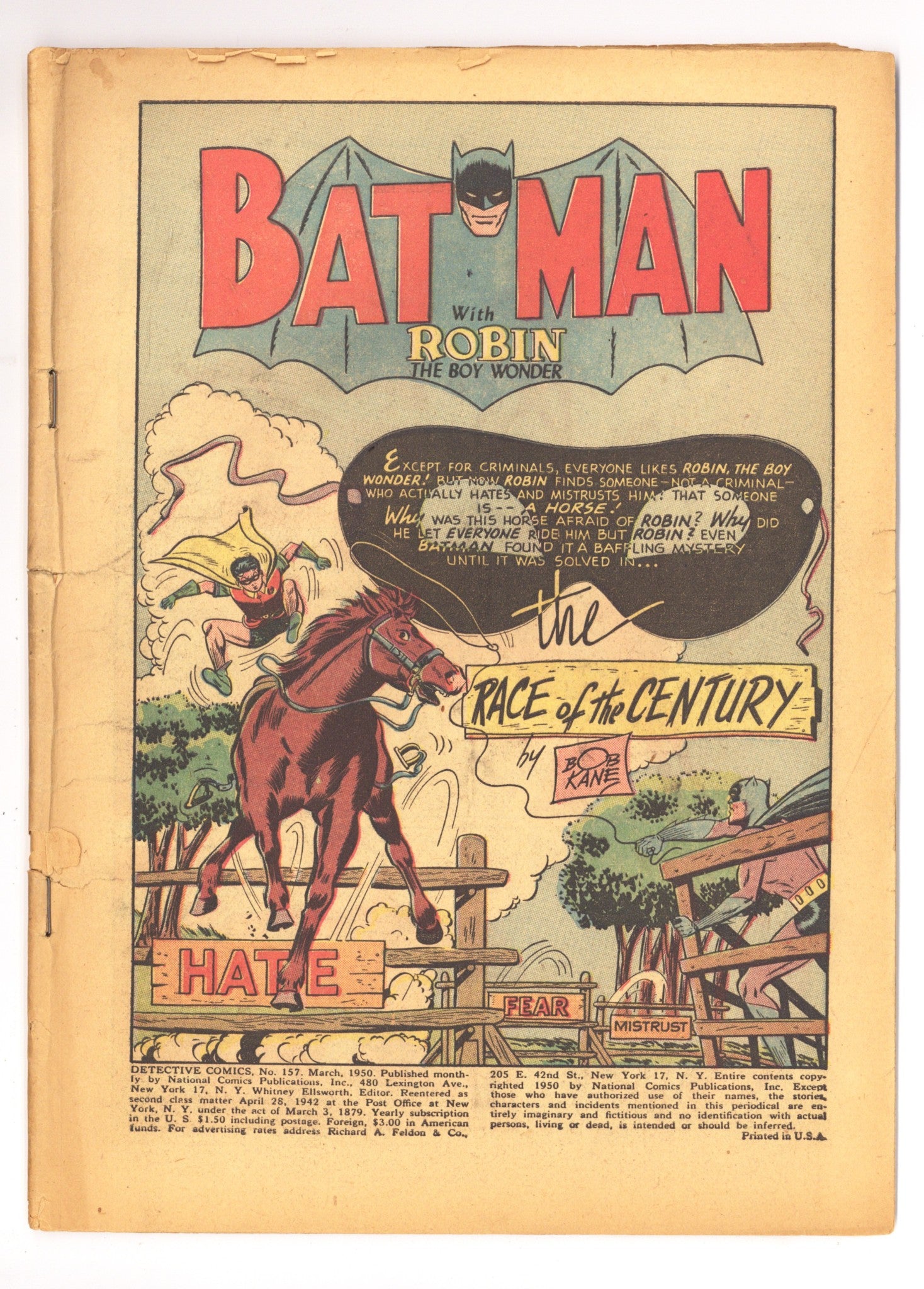 Detective Comics Vol 1 157 PR (0.5) Coverless (1950) 