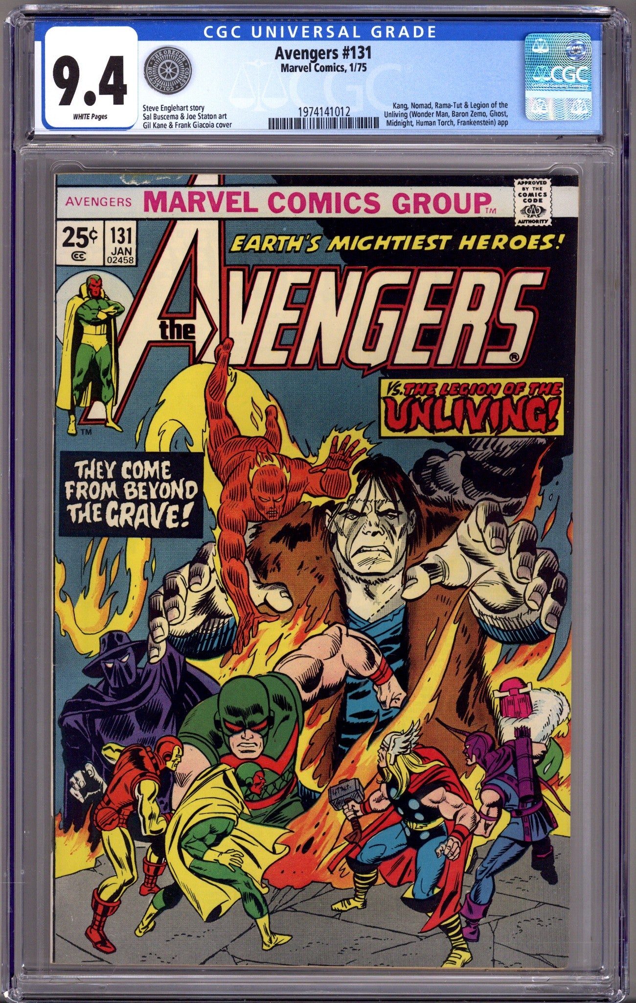 The Avengers Vol 1 131 CGC 9.4 (NM) Oregon Coast Collection (1975) 