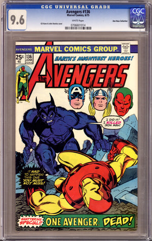 The Avengers Vol 1 136 CGC 9.6 (NM+) Don Rosa Collection (1975)