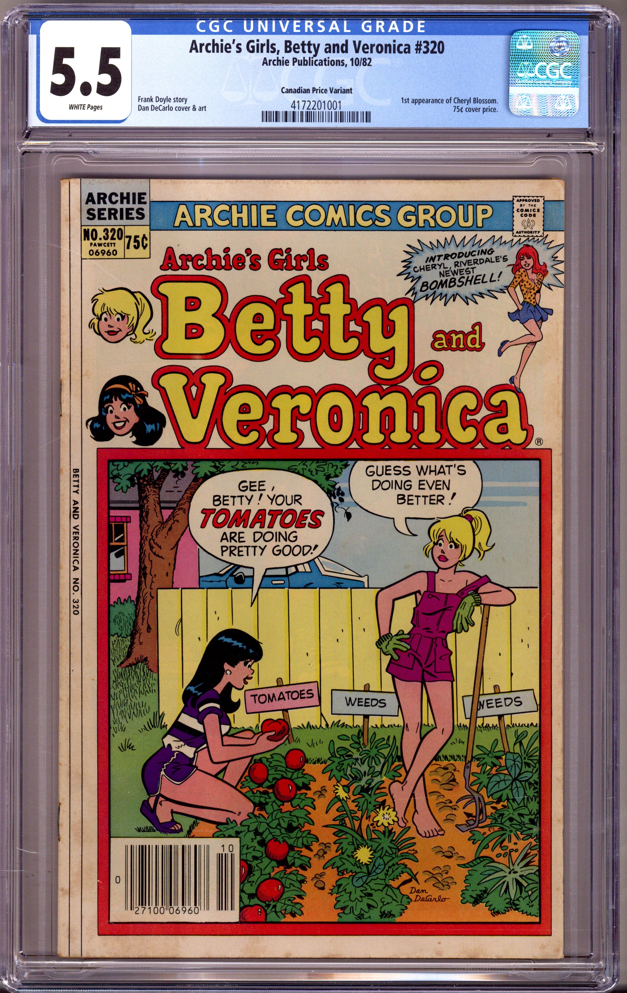 Archie's Girls Betty and Veronica 320 CGC 5.5 (FN-) (1982) Canadian Price Variant 