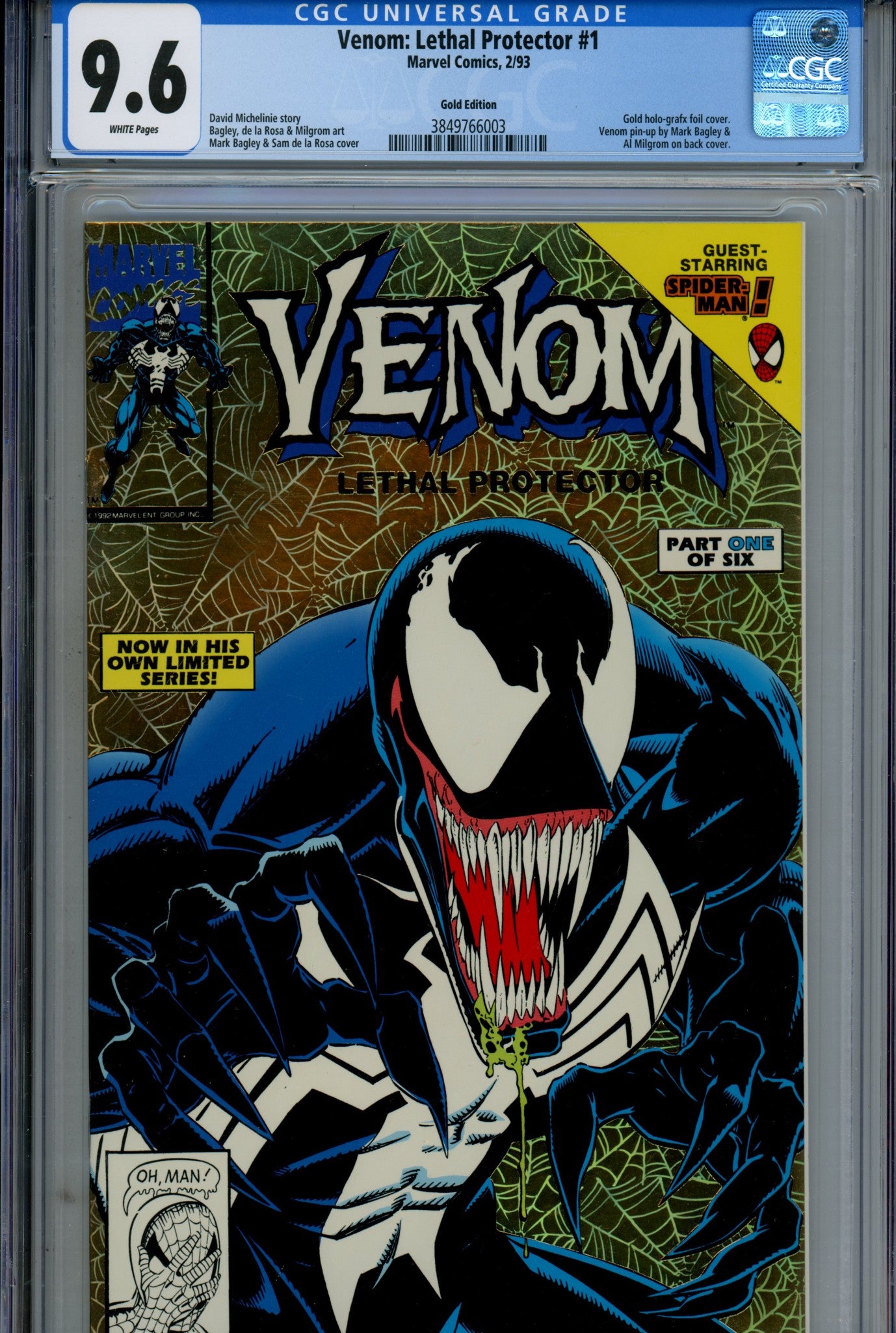 Venom: Lethal Protector Vol 1 1 CGC 9.6 (NM+) (1993) Gold Foil Variant 