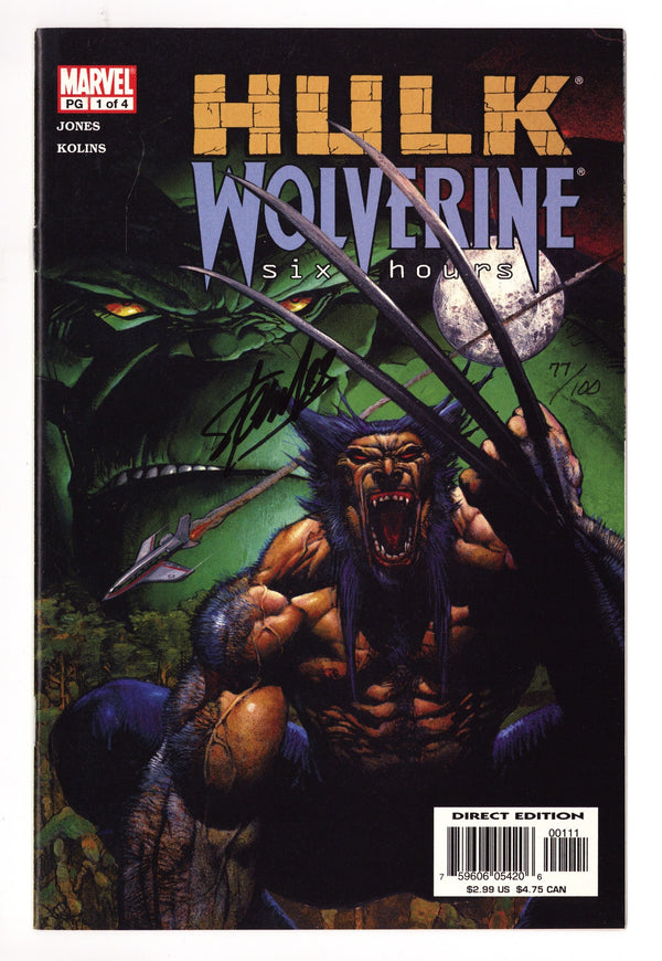 Hulk / Wolverine: 6 Hours 1 NM- (9.2) 77/100 (2003) Dynamic Forces Signed x1 Cover Stan Lee