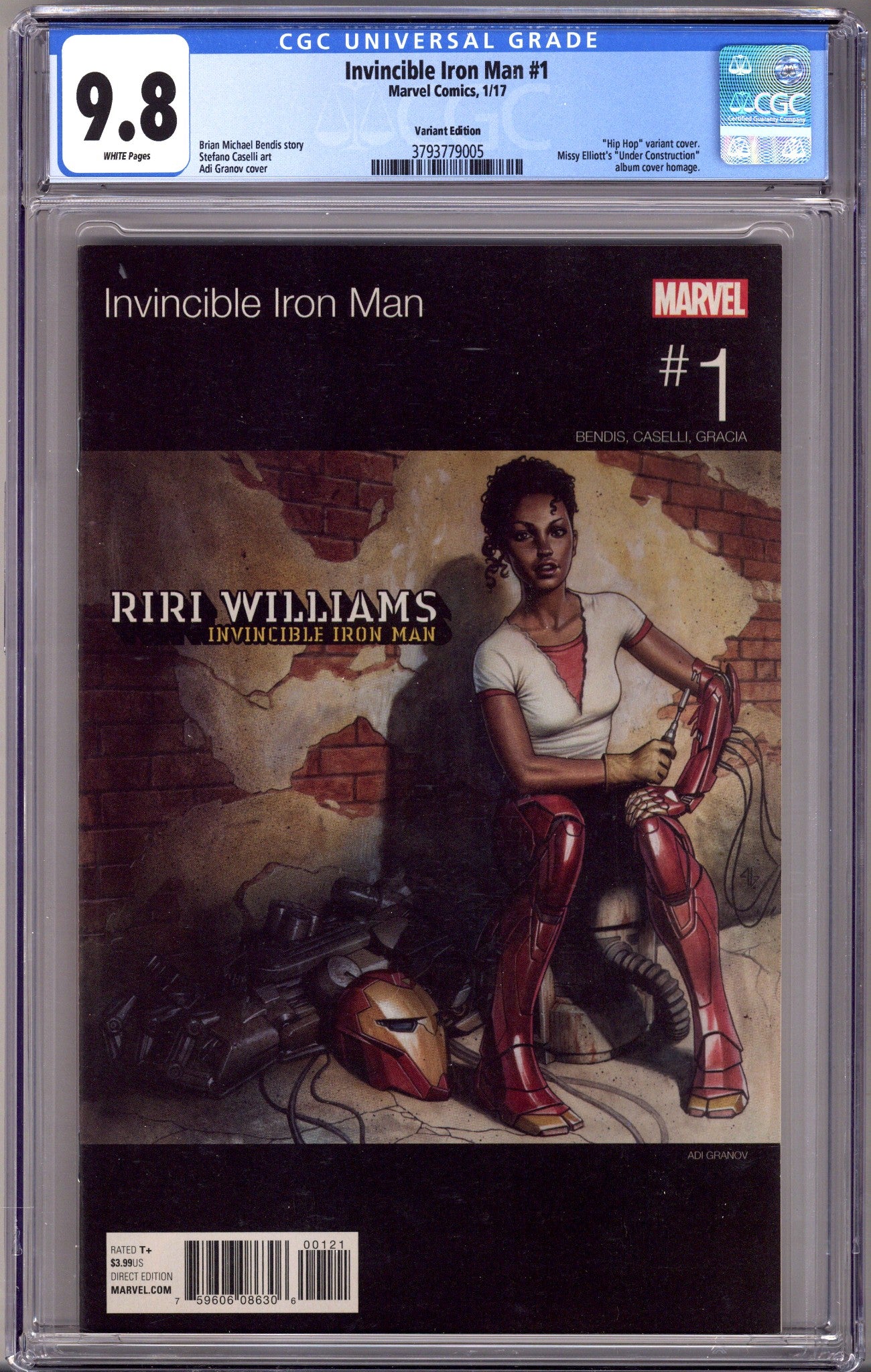 Invincible Iron Man Vol 3 1 CGC 9.8 (NM/M) (2017) Granov Hip-Hop Variant 
