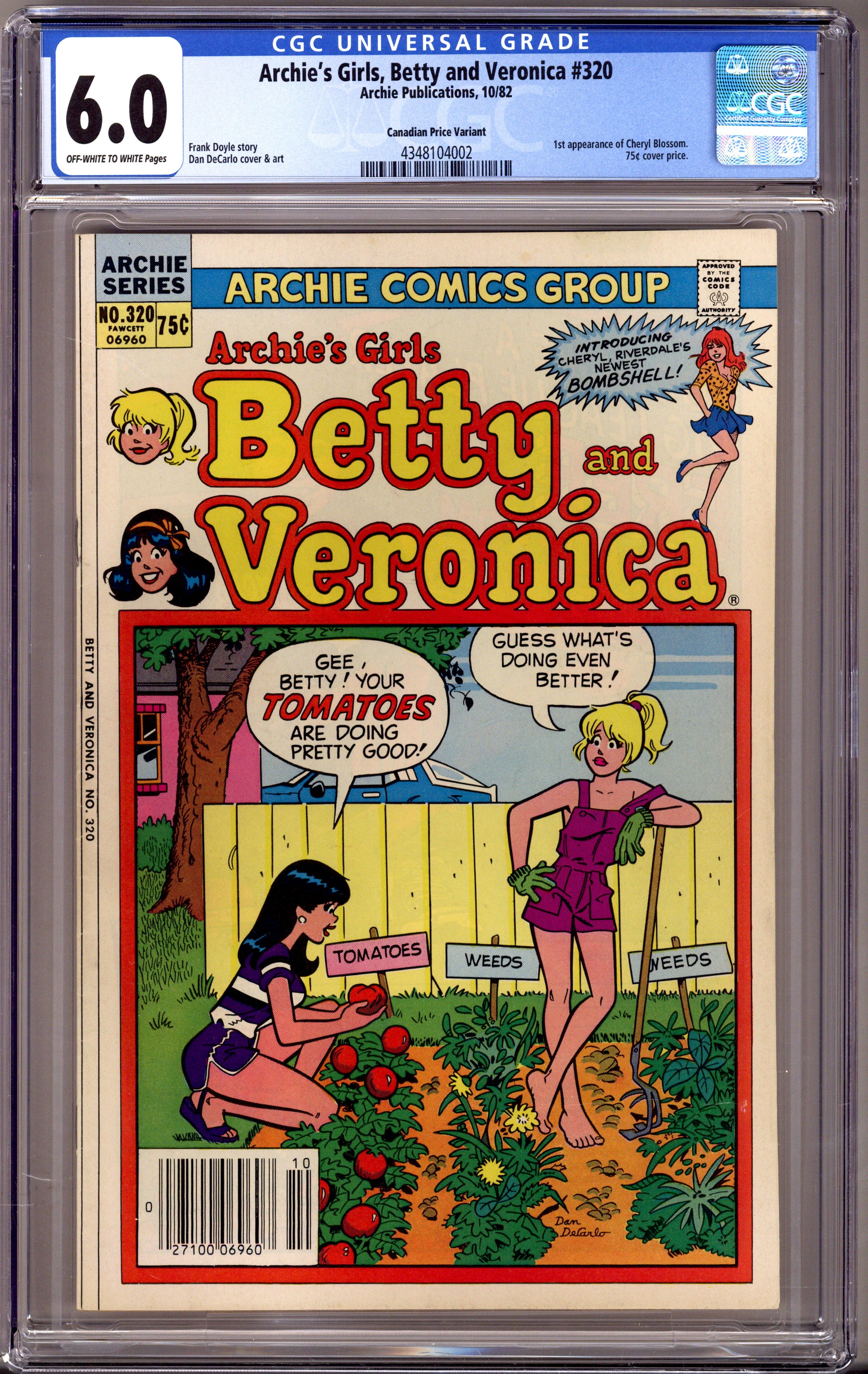 Archie's Girls Betty and Veronica 320 CGC 6.0 (FN) (1982) Canadian Price Variant 