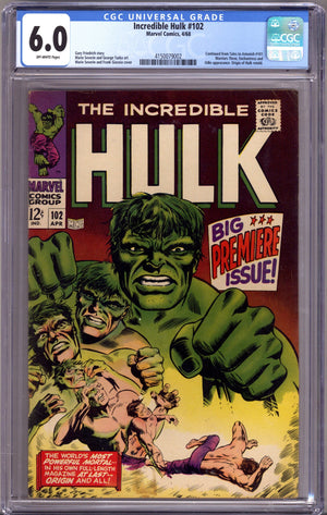 The Incredible Hulk Vol 1 102 CGC 6.0 (FN) (1968)