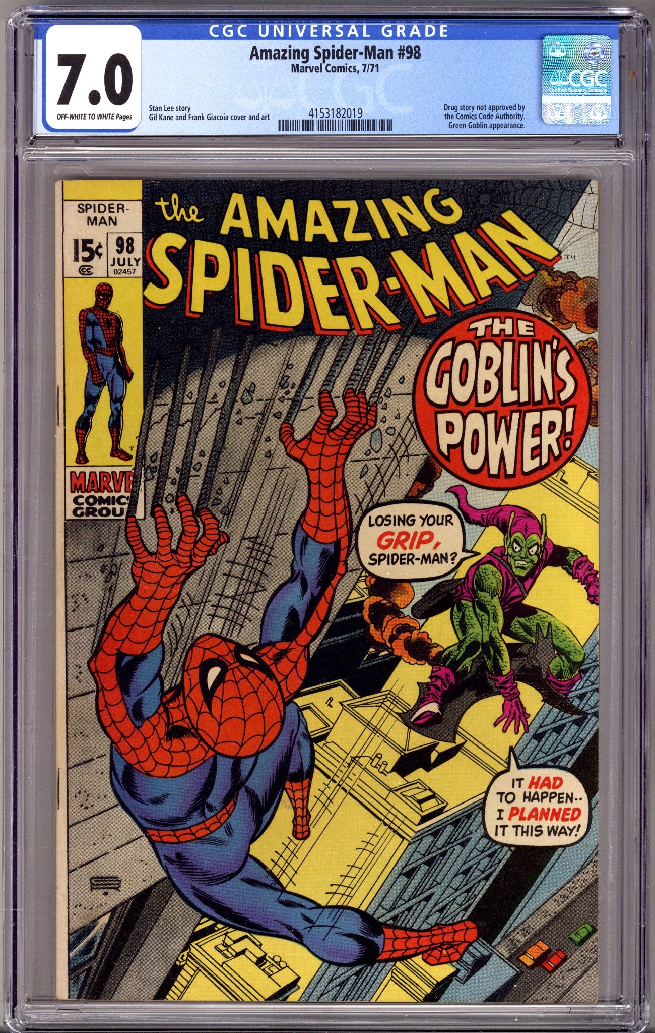 The Amazing Spider-Man Vol 1 98 CGC 7.0 (FN/VF) (1971) 