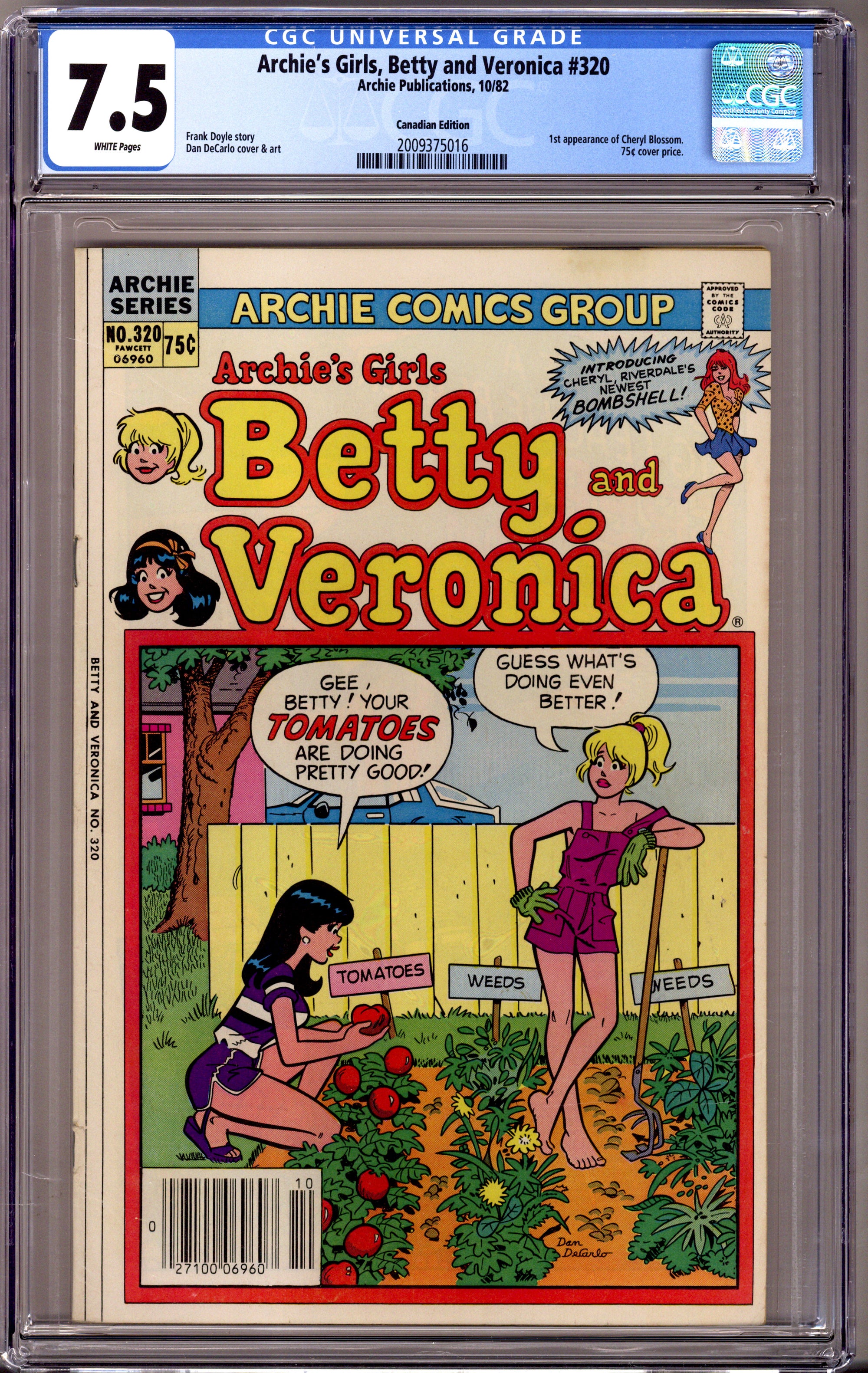 Archie's Girls Betty and Veronica 320 CGC 7.5 (VF-) (1982) Canadian Price Variant 