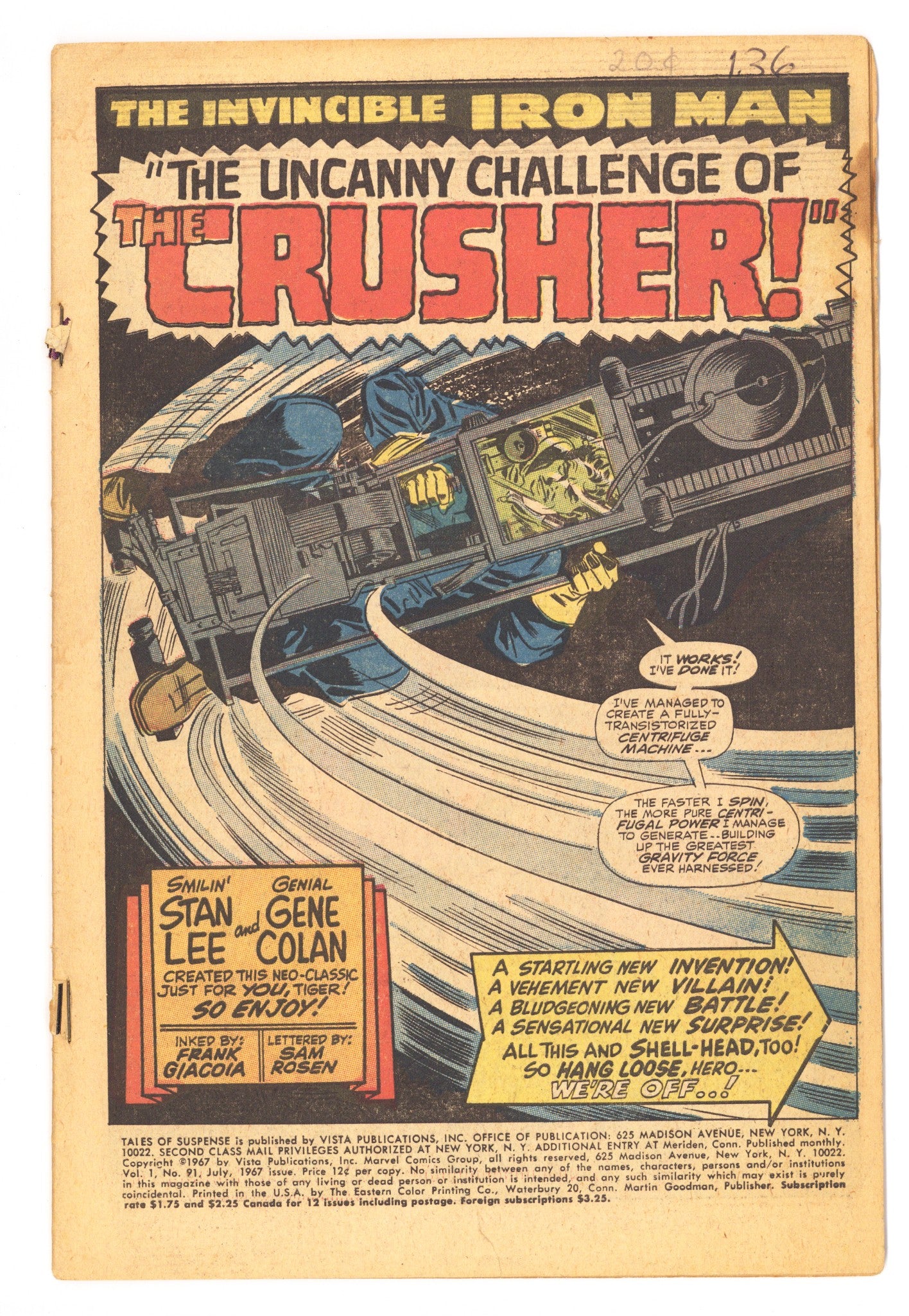 Tales of Suspense Vol 1 91 Very Low Grade Coverless (1967) 