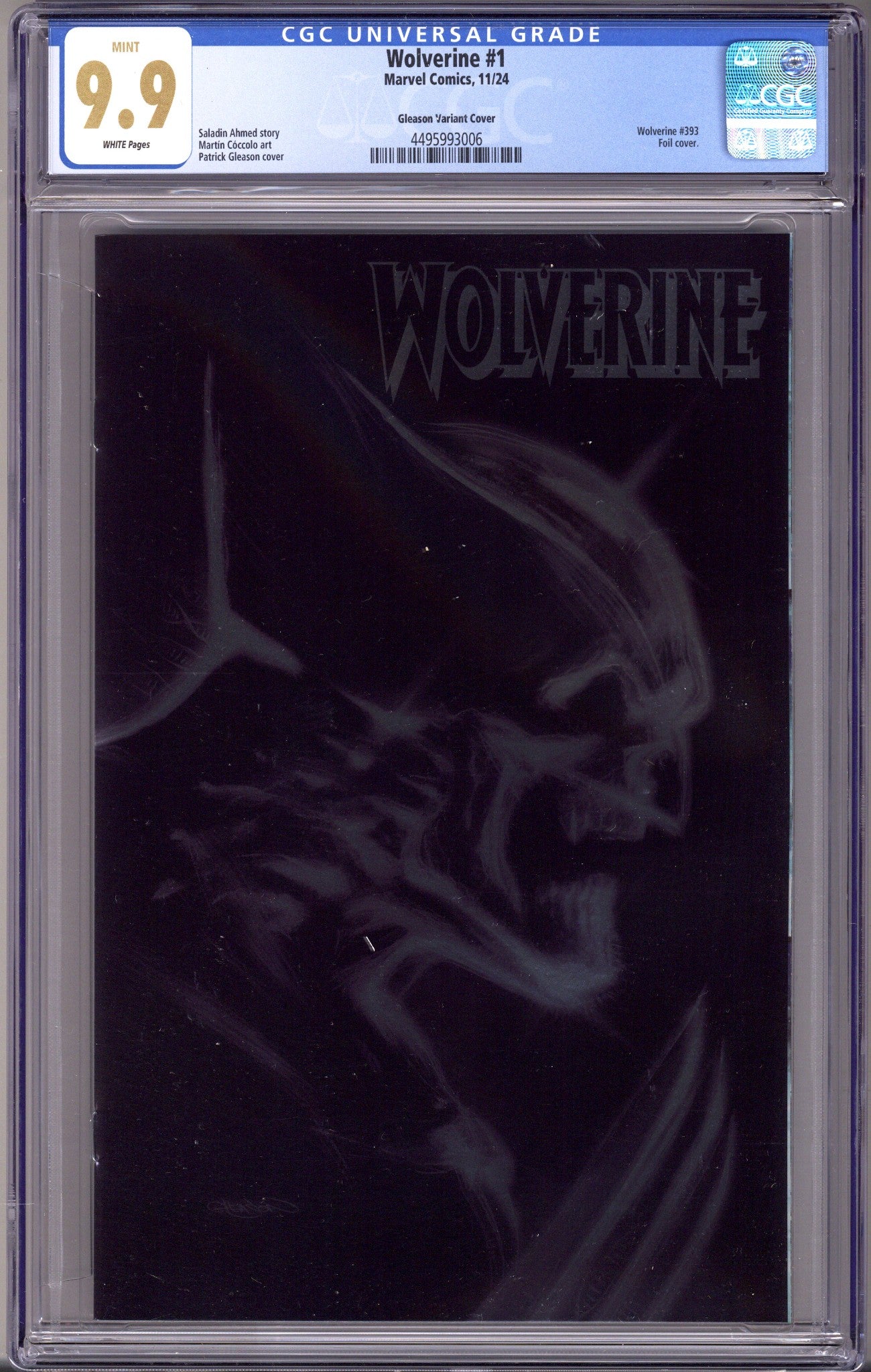 Wolverine Vol 8 1 (393) CGC 9.9 (MINT) (2024) Gleason Adamantium Foil Variant 