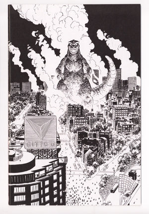 Godzilla vs. America: Godzilla vs. Boston 1 NM- (9.2) (2025) Sherman B&W Virgin Incentive Variant