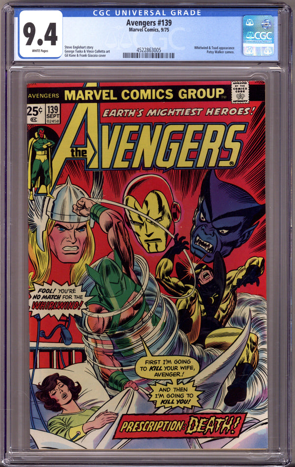 The Avengers Vol 1 139 CGC 9.4 (NM) (1975)