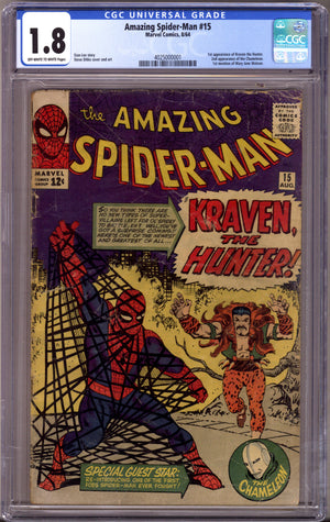 The Amazing Spider-Man Vol 1 15 CGC 1.8 (GD-) (1964)
