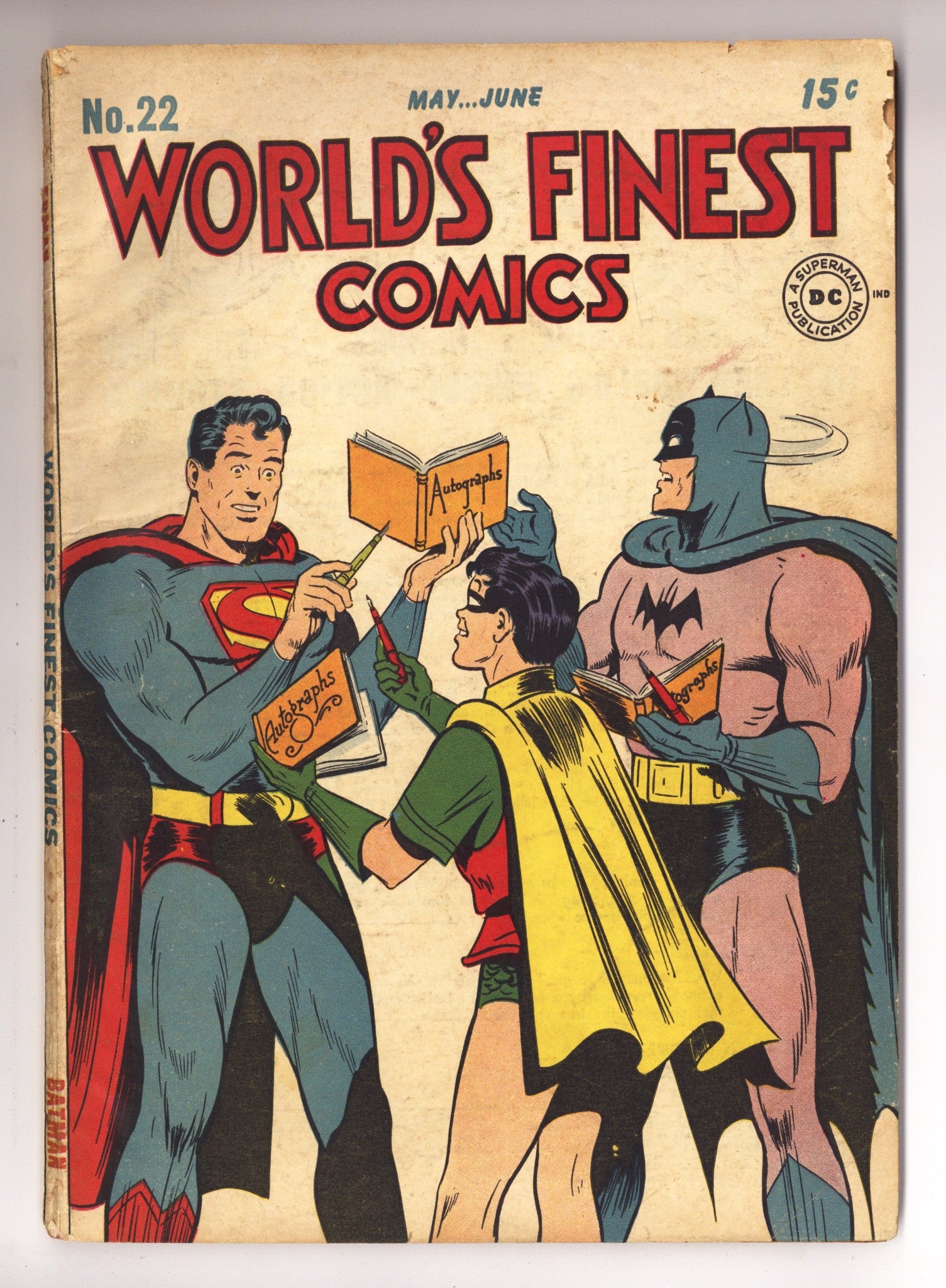World's Finest Comics 22 GD (2.0) Piece Missing Back Cover (1946) 
