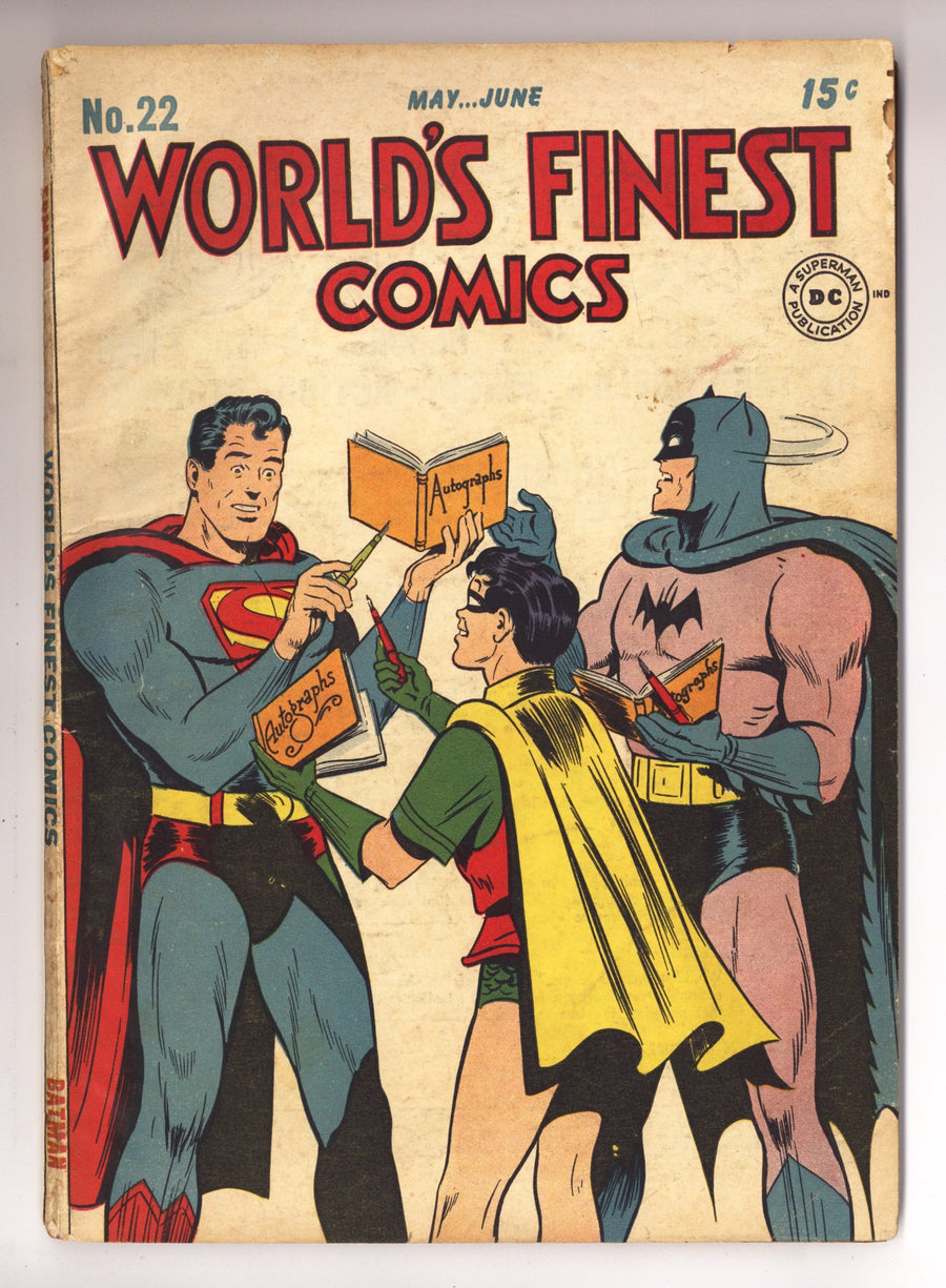 World's Finest Comics 22 GD (2.0) Piece Missing Back Cover (1946) 