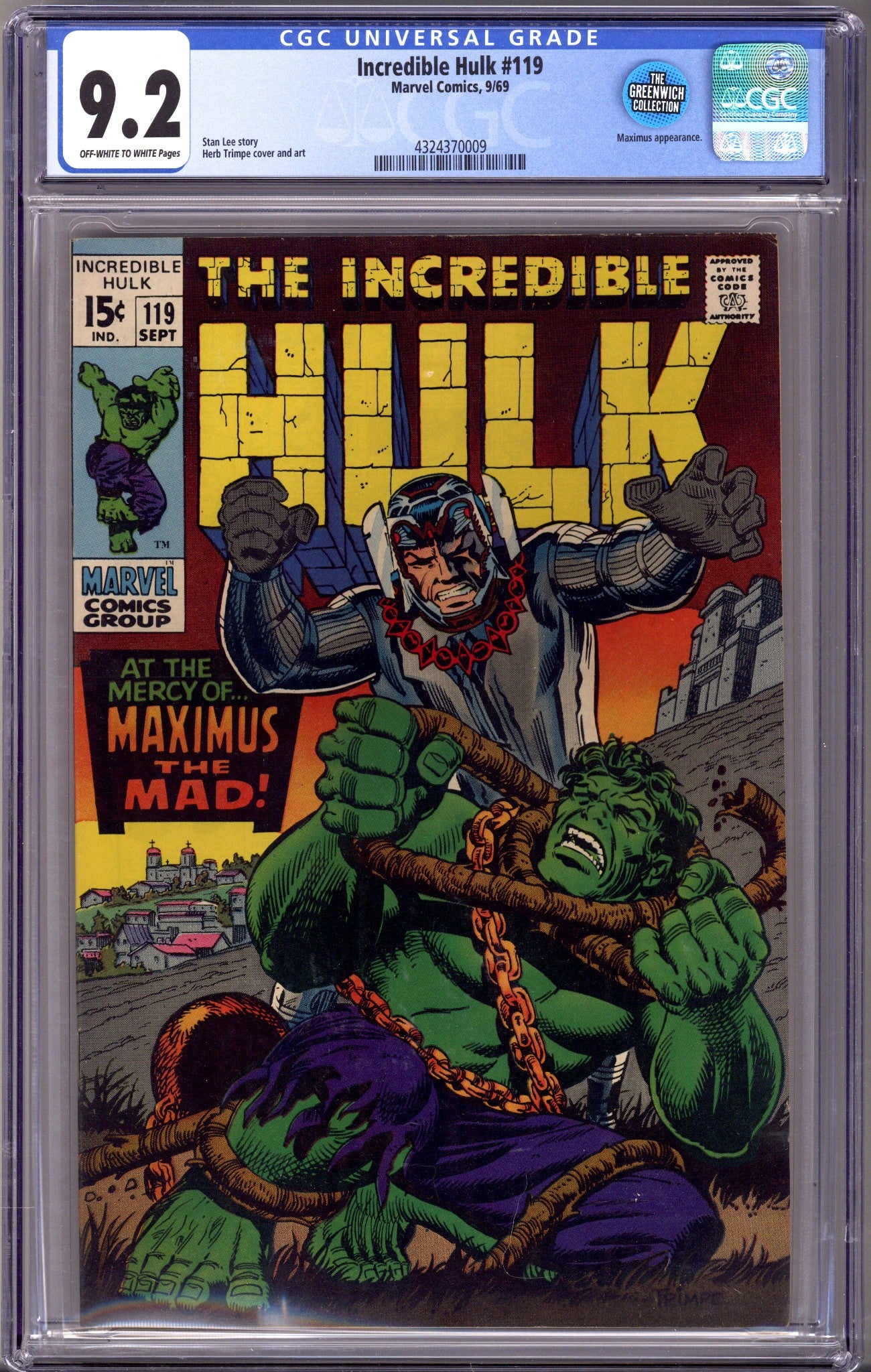 The Incredible Hulk Vol 1 119 CGC 9.2 (NM-) (1969)